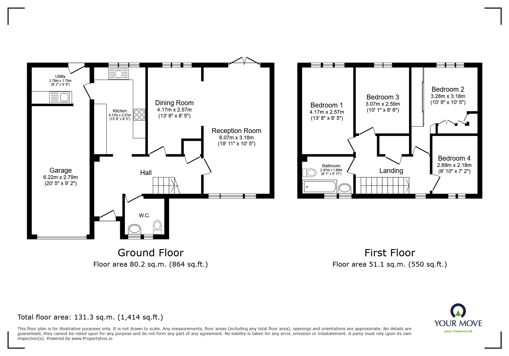 Floorplan of 4 bedroom Detached House for sale, Ellis Way, Herne Bay, Kent, CT6