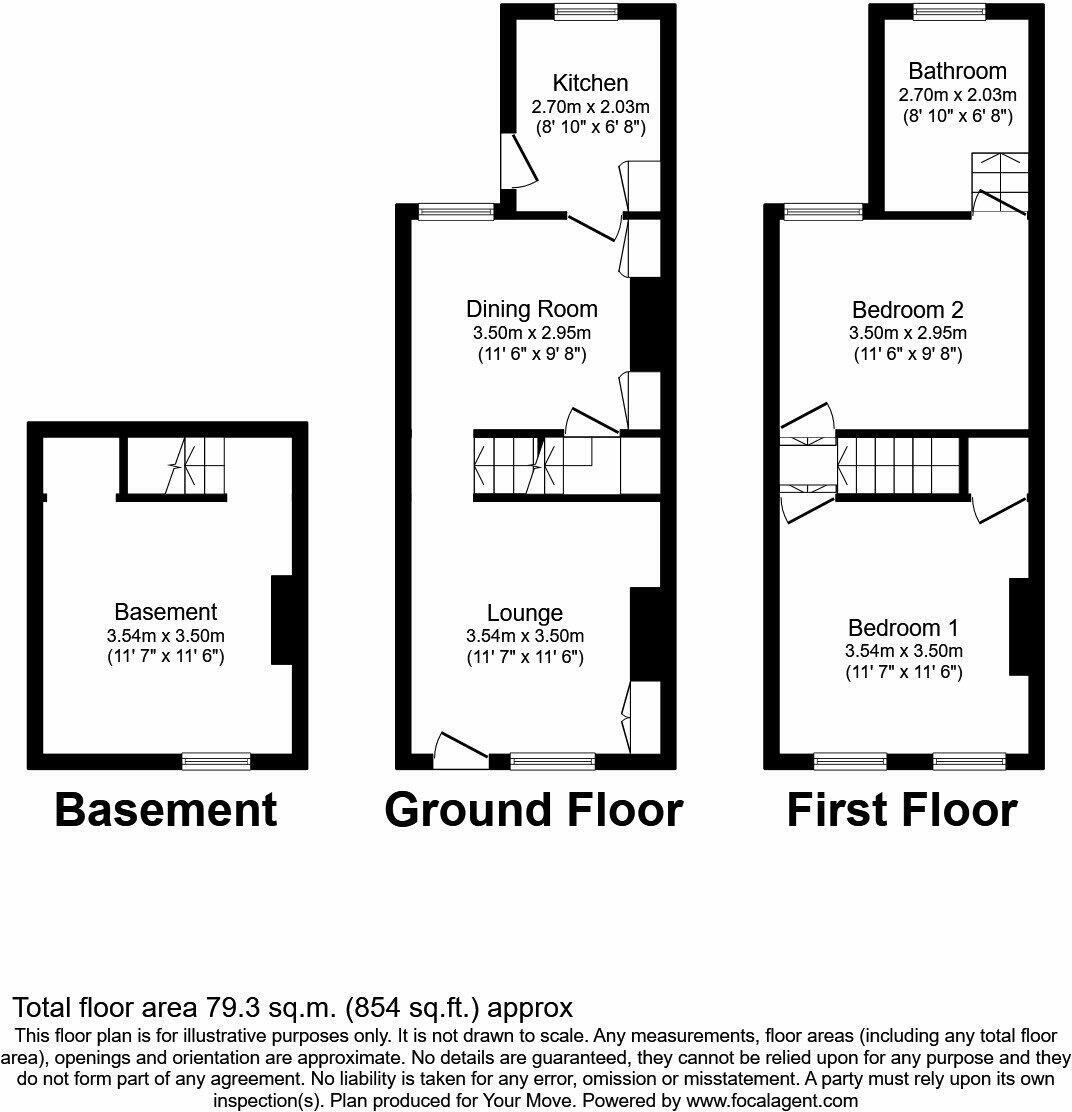 Floorplan of 2 bedroom Semi Detached House for sale, South Road, Faversham, Kent, ME13