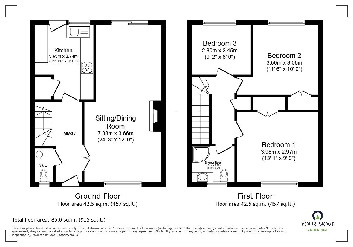 Floorplan of 3 bedroom Mid Terrace House for sale, Everard Way, Faversham, Kent, ME13
