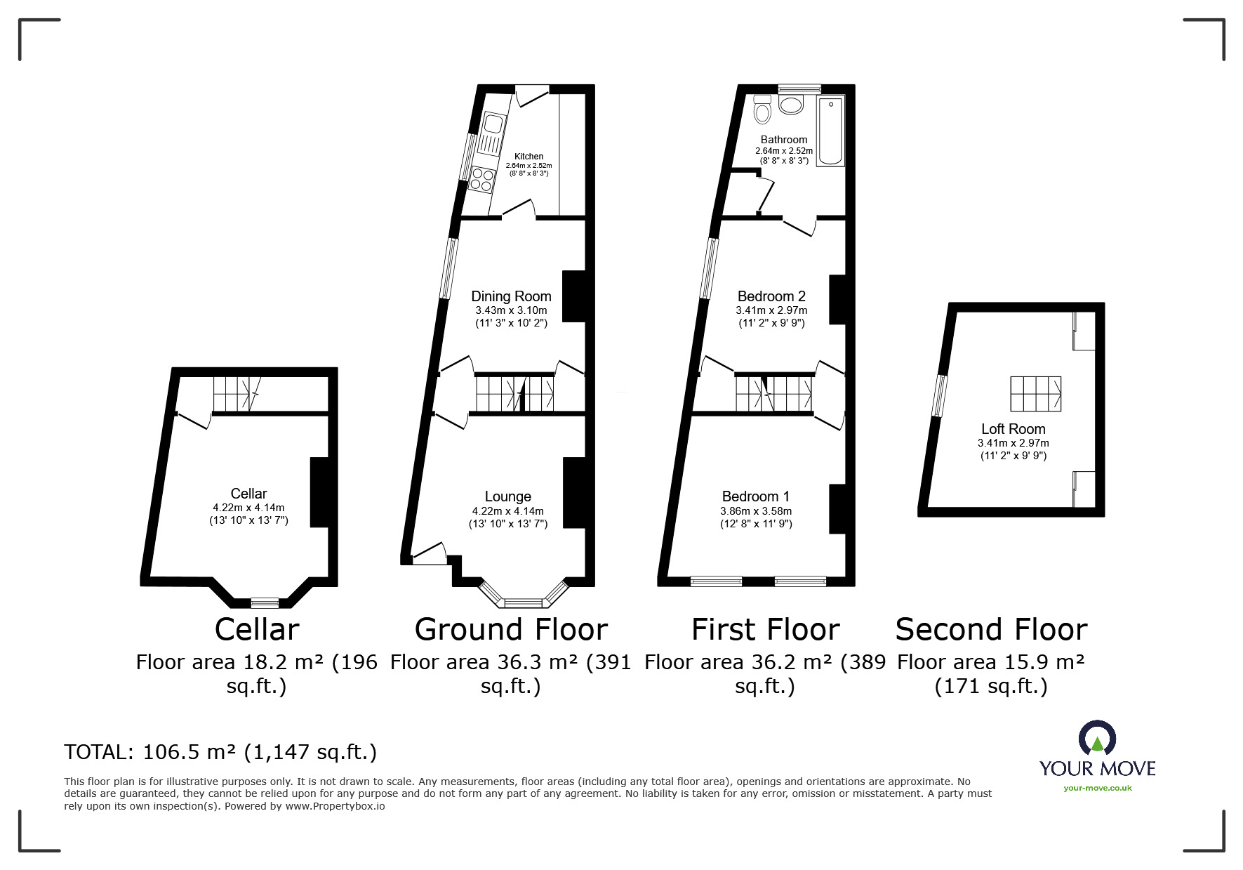 Floorplan of 4 bedroom End Terrace House for sale, Newton Road, Faversham, Kent, ME13