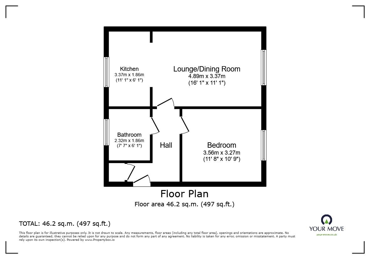 Floorplan of 1 bedroom  Flat for sale, Edward Vinson Drive, Faversham, Kent, ME13