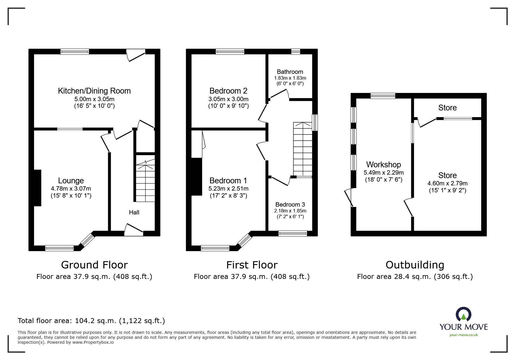 Floorplan of 3 bedroom Semi Detached House for sale, Priory Row, Faversham, Kent, ME13