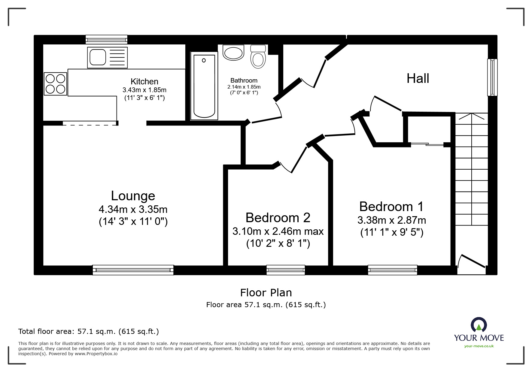Floorplan of 2 bedroom  House for sale, Finch Close, Faversham, Kent, ME13