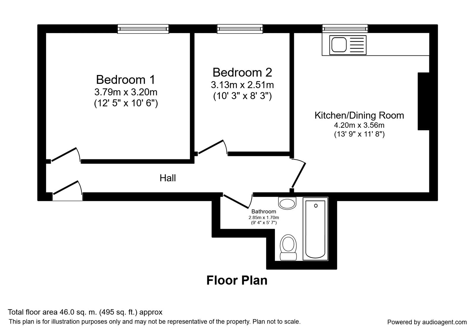 Floorplan of 2 bedroom  Flat to rent, William Street, Herne Bay, Kent, CT6