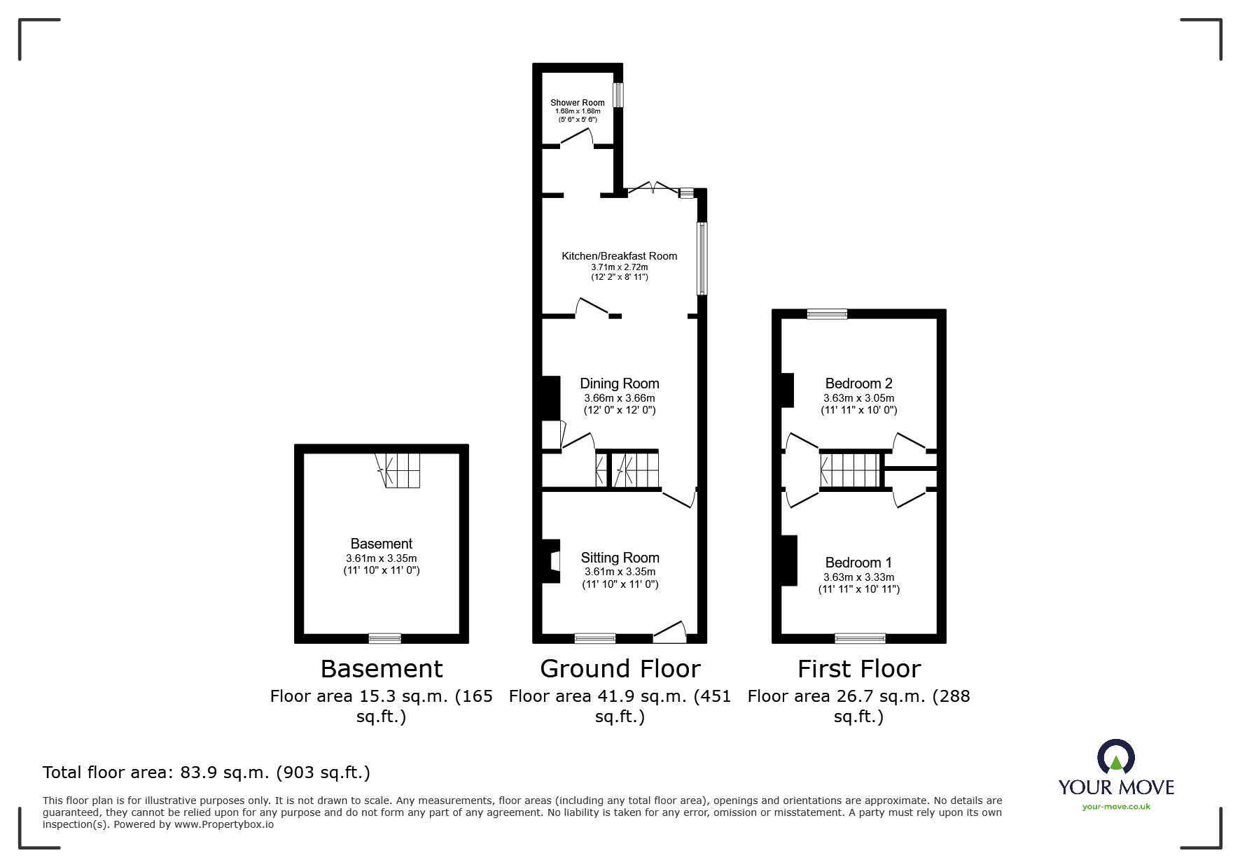 Floorplan of 2 bedroom Semi Detached House for sale, Ospringe Road, Faversham, Kent, ME13