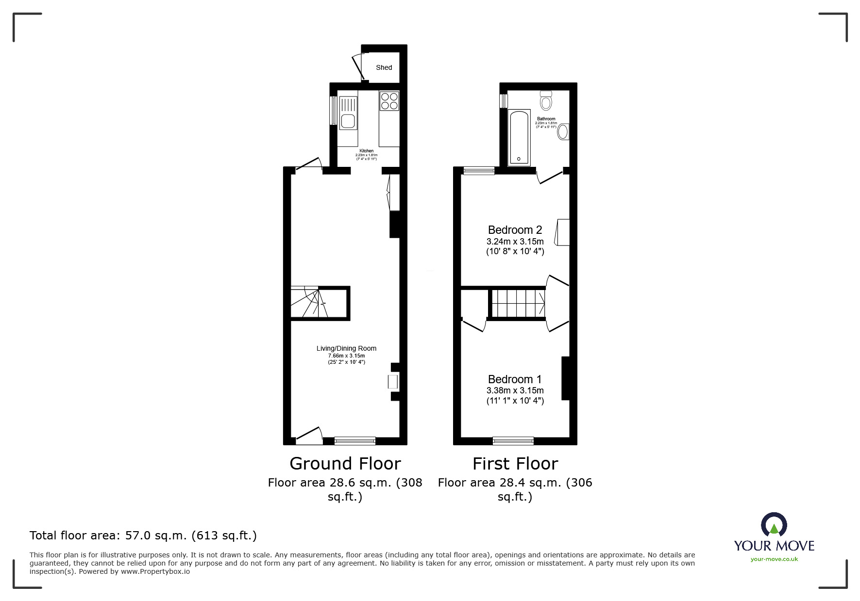 Floorplan of 2 bedroom End Terrace House for sale, Russell Place, Oare, Kent, ME13