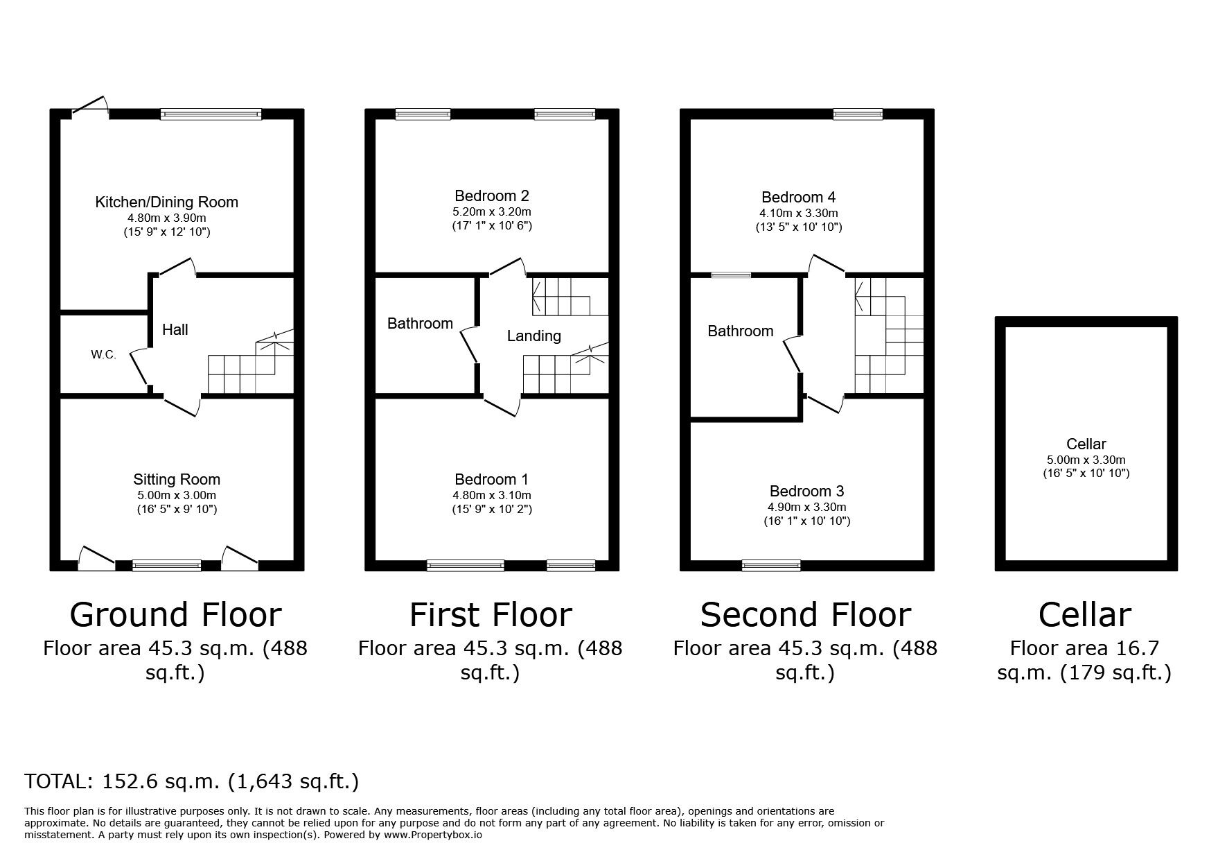 Floorplan of 4 bedroom End Terrace House for sale, West Street, Faversham, Kent, ME13
