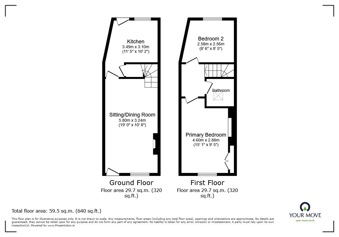 Floorplan of 2 bedroom Mid Terrace House for sale, Water Lane, Ospringe, Kent, ME13