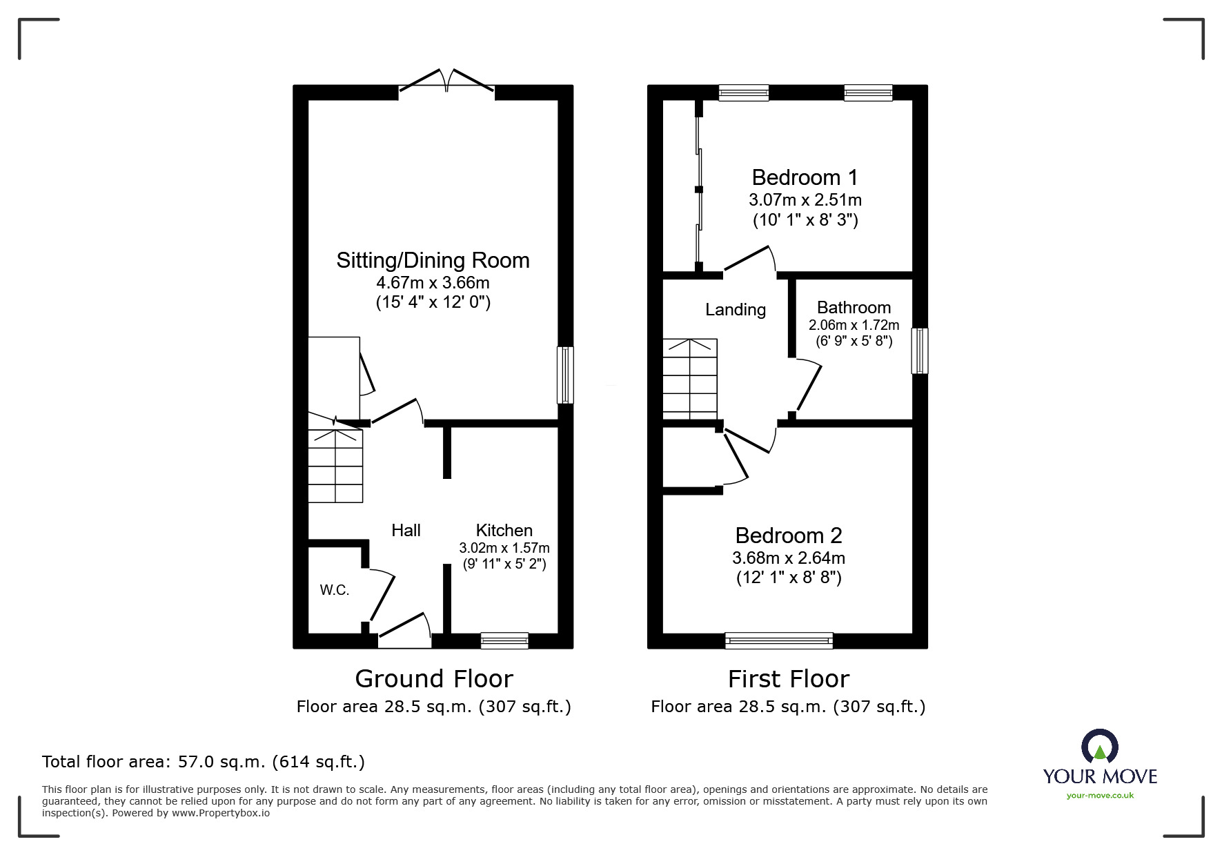 Floorplan of 2 bedroom Semi Detached House for sale, Willowbrook Close, Herne Bay, Kent, CT6
