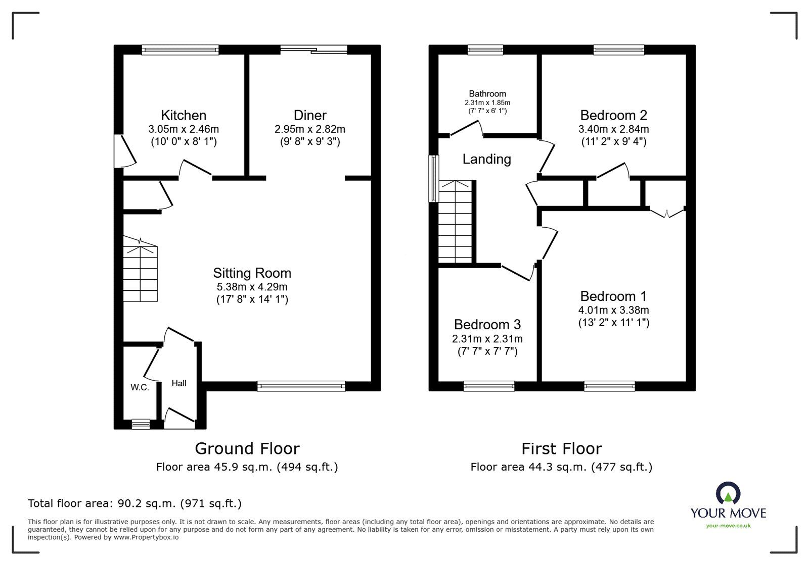 Floorplan of 3 bedroom Detached House to rent, Dan Drive, Faversham, Kent, ME13