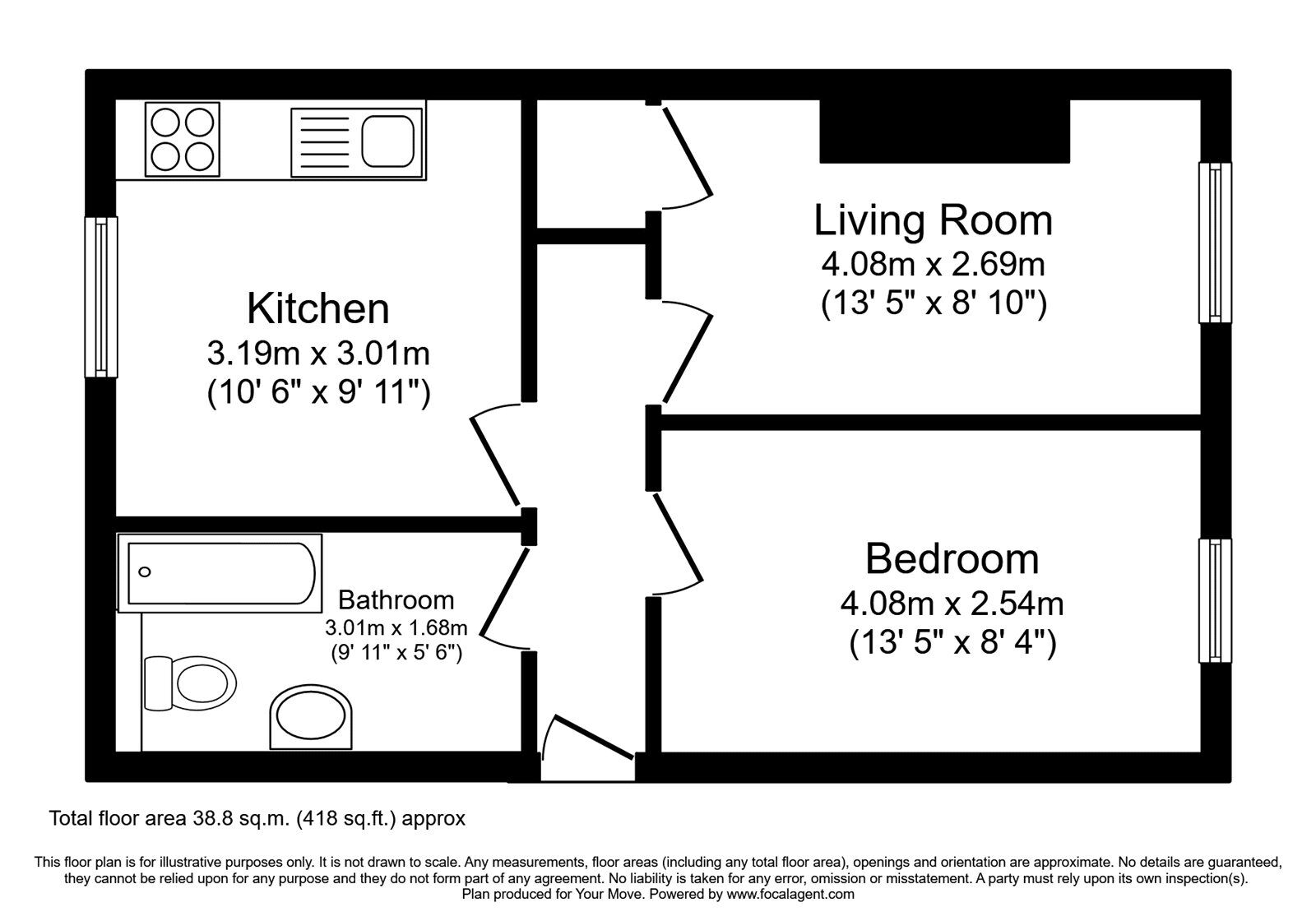 Floorplan of 1 bedroom  Flat to rent, William Street, Herne Bay, Kent, CT6