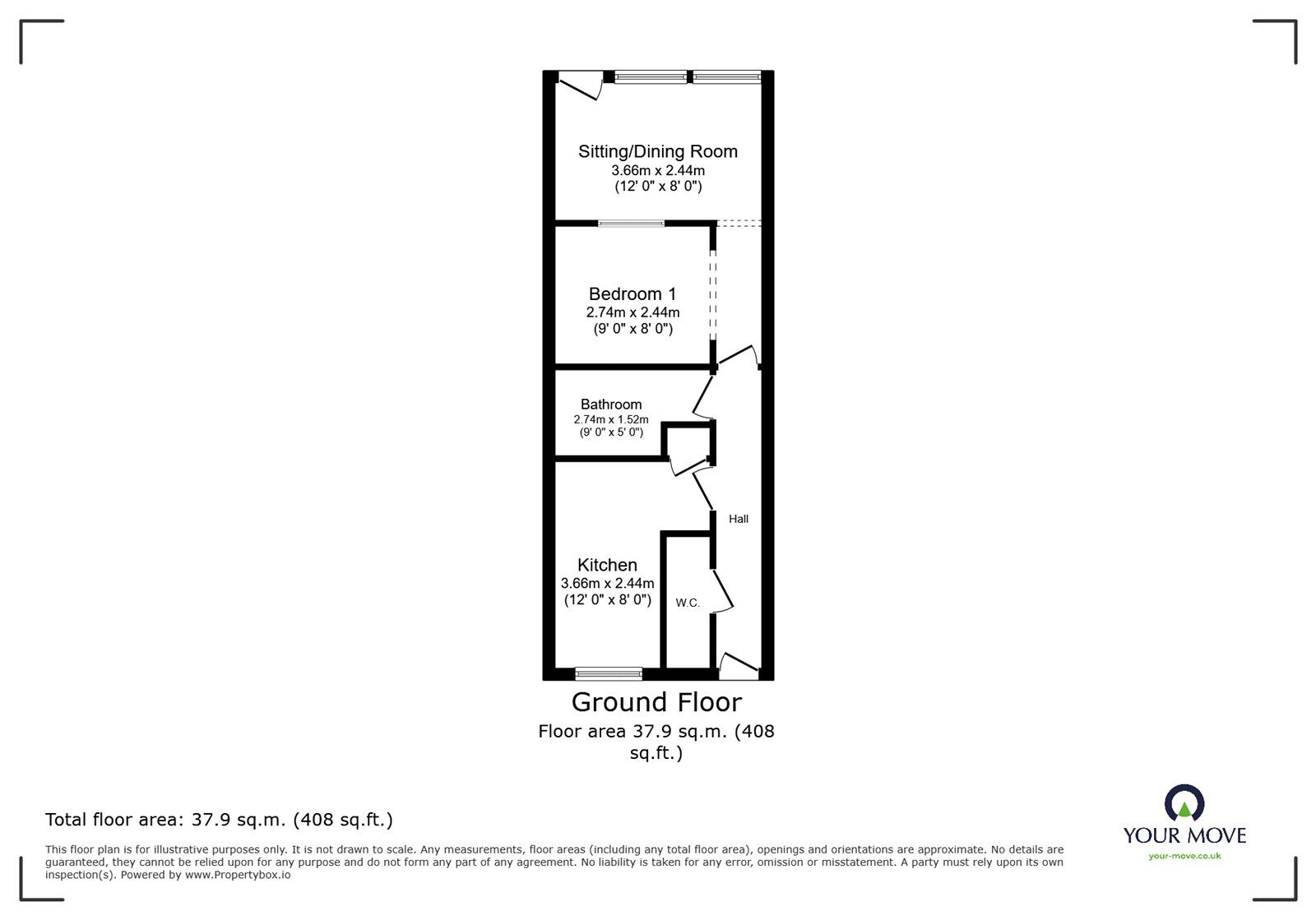 Floorplan of 1 bedroom Flat to rent, Sommerville Close, Faversham, Kent, ME13