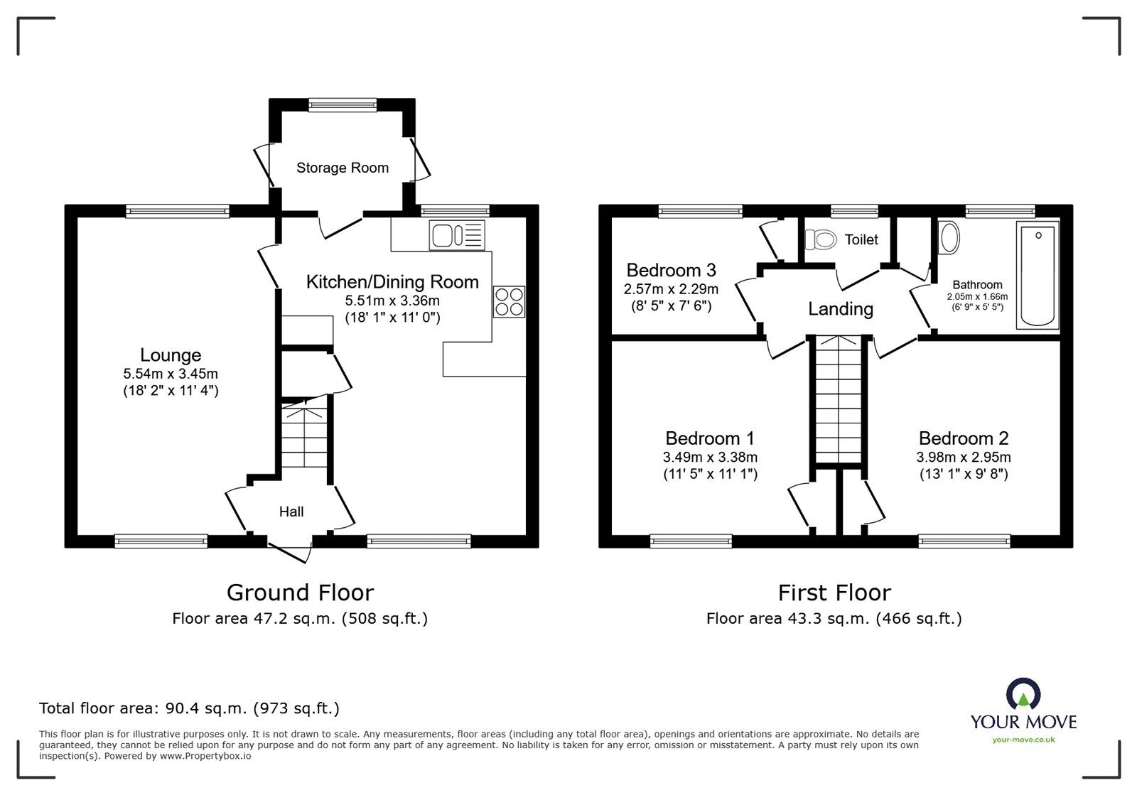 Floorplan of 3 bedroom Mid Terrace House for sale, Springhead Road, Faversham, Kent, ME13