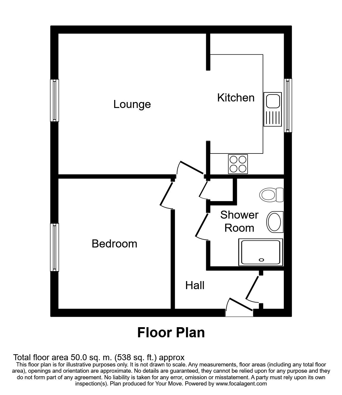 Floorplan of 1 bedroom Flat for sale, Park Court, Abbey Fields, Kent, ME13