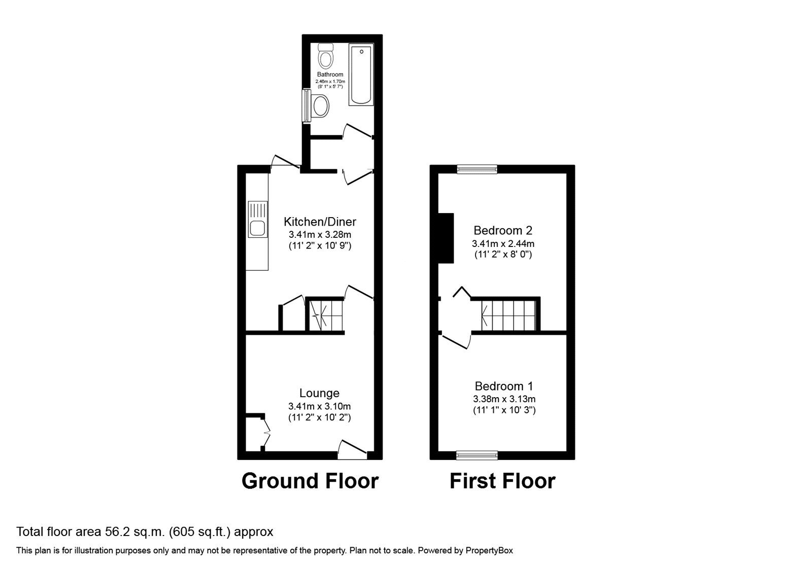 Floorplan of 2 bedroom Mid Terrace House for sale, Water Lane, Ospringe, Kent, ME13