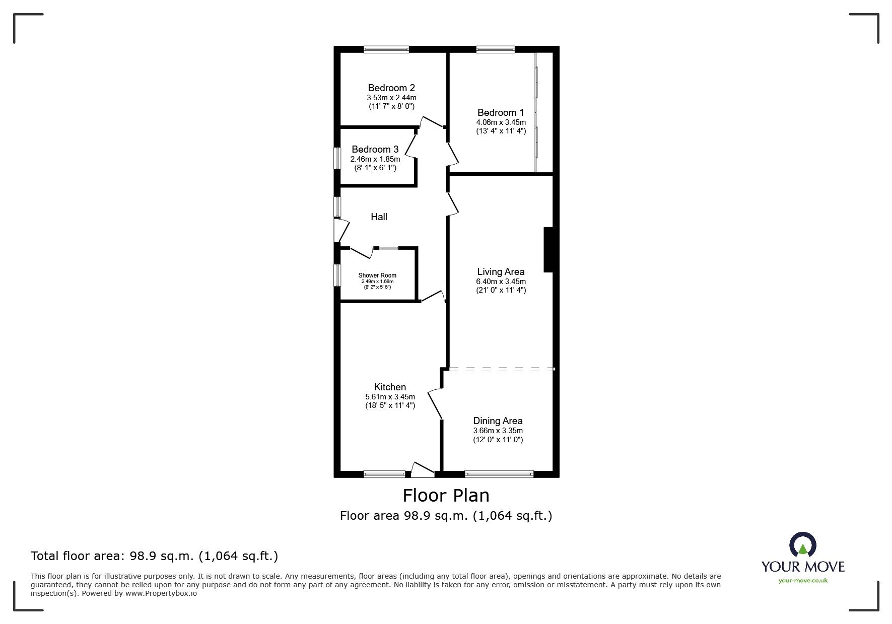 Floorplan of 3 bedroom Semi Detached Bungalow for sale, Cobham Chase, Faversham, Kent, ME13