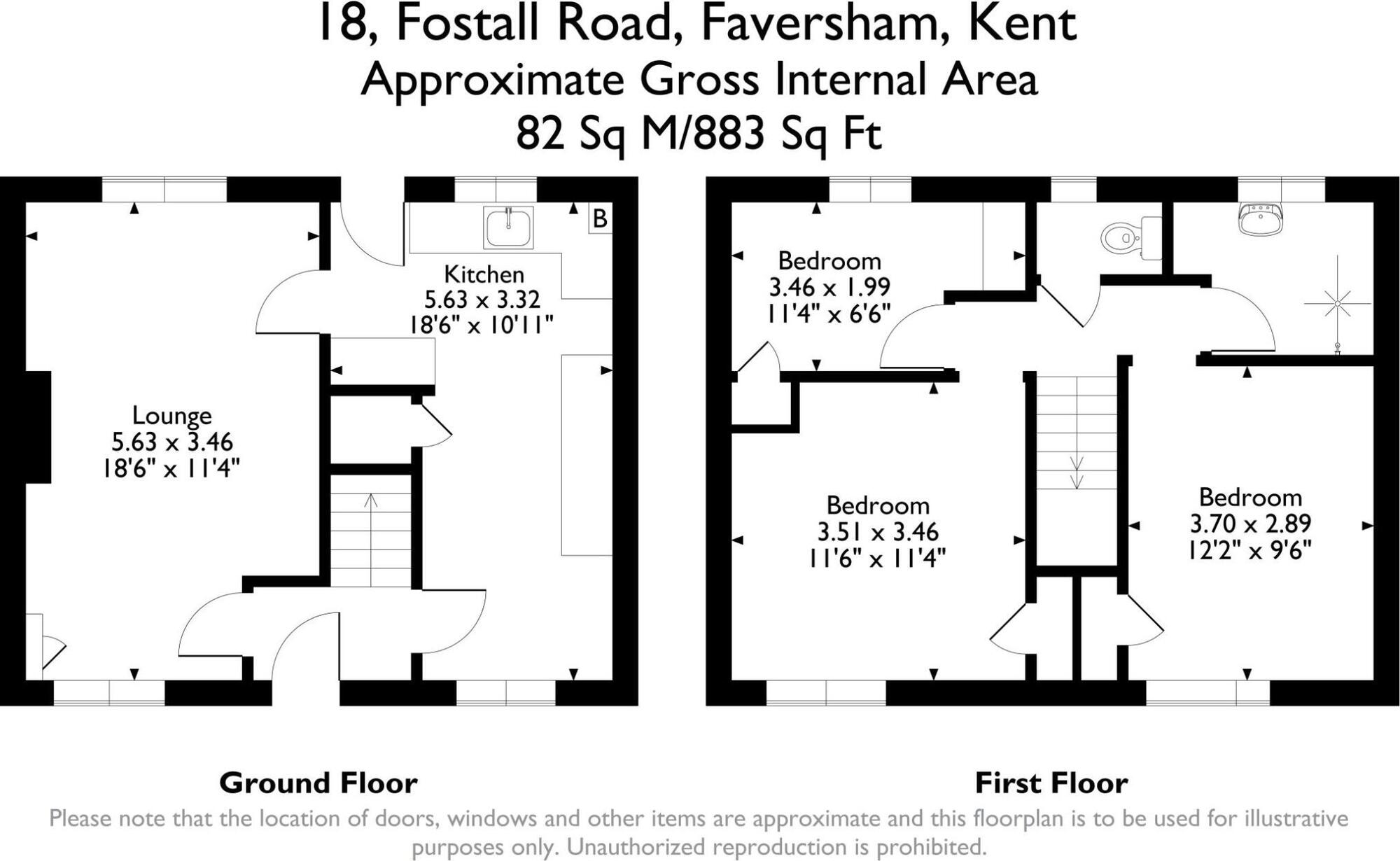 Floorplan of 3 bedroom Mid Terrace House for sale, Fostall Road, Faversham, Kent, ME13