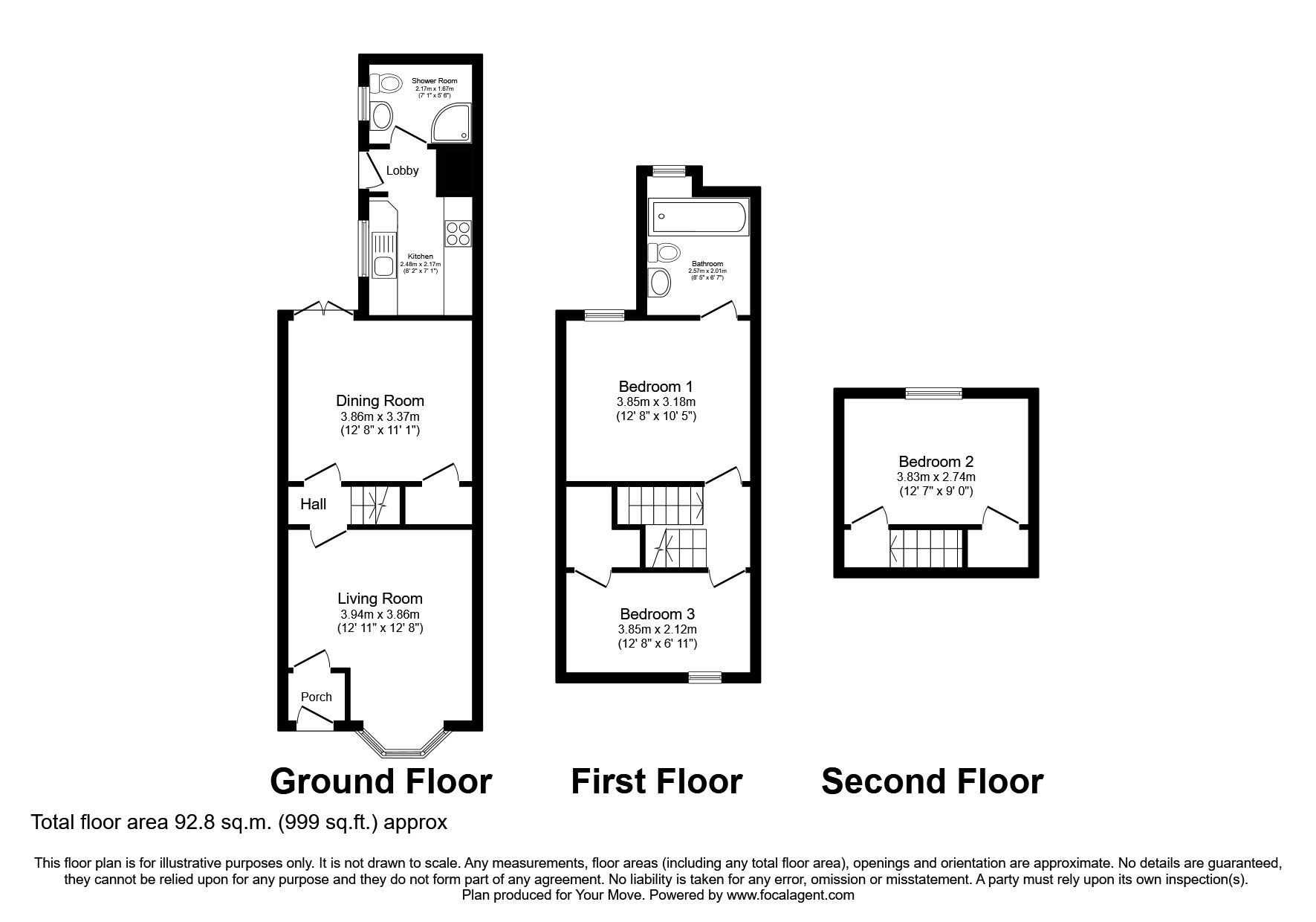 Floorplan of 3 bedroom Mid Terrace House for sale, School Road, Faversham, Kent, ME13