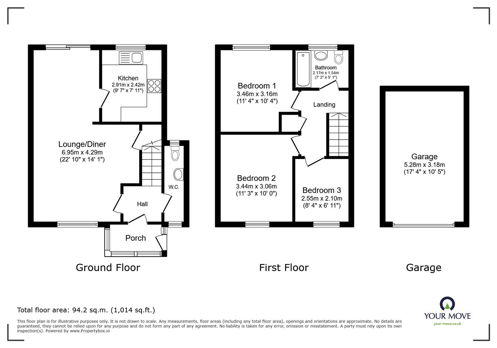 Floorplan of 3 bedroom Semi Detached House for sale, Radnor Close, Broomfield, Kent, CT6