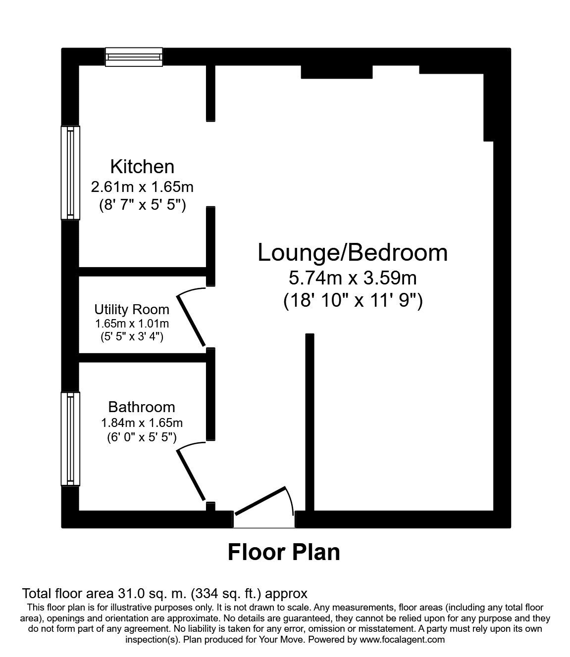 Floorplan of 1 bedroom Flat to rent, Newton Road, Faversham, Kent, ME13