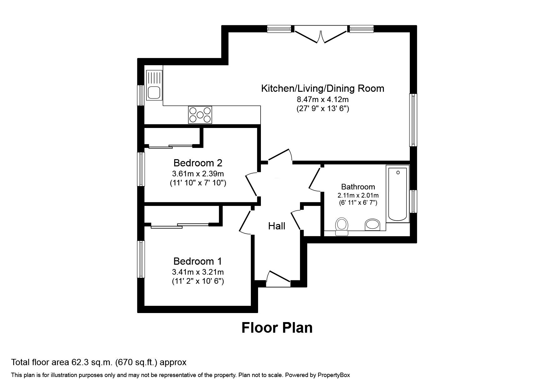 Floorplan of 2 bedroom Flat for sale, Regent Street, Whitstable, Kent, CT5