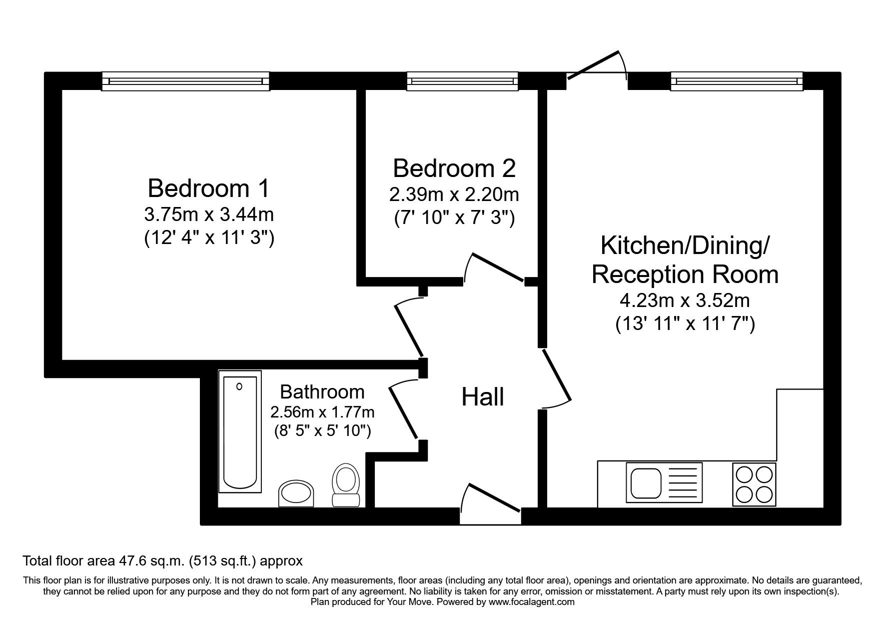 Floorplan of 2 bedroom Flat to rent, Romford Road, London, E7