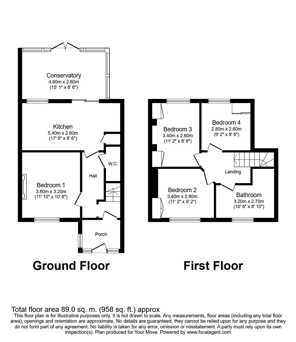 Floorplan of 4 bedroom Mid Terrace House to rent, Magna Road, Englefield Green, Surrey, TW20