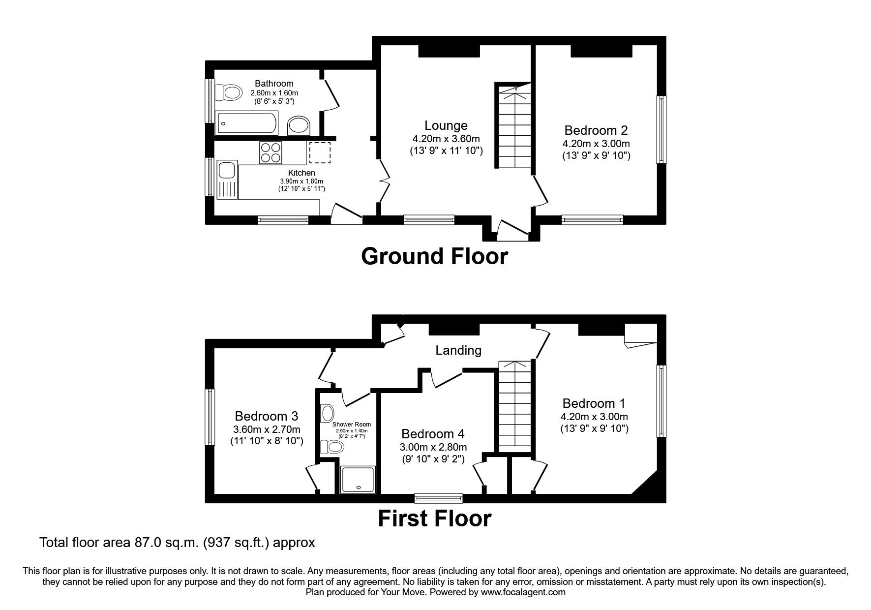 Floorplan of 4 bedroom Semi Detached House to rent, Middle Hill, Egham, Surrey, TW20