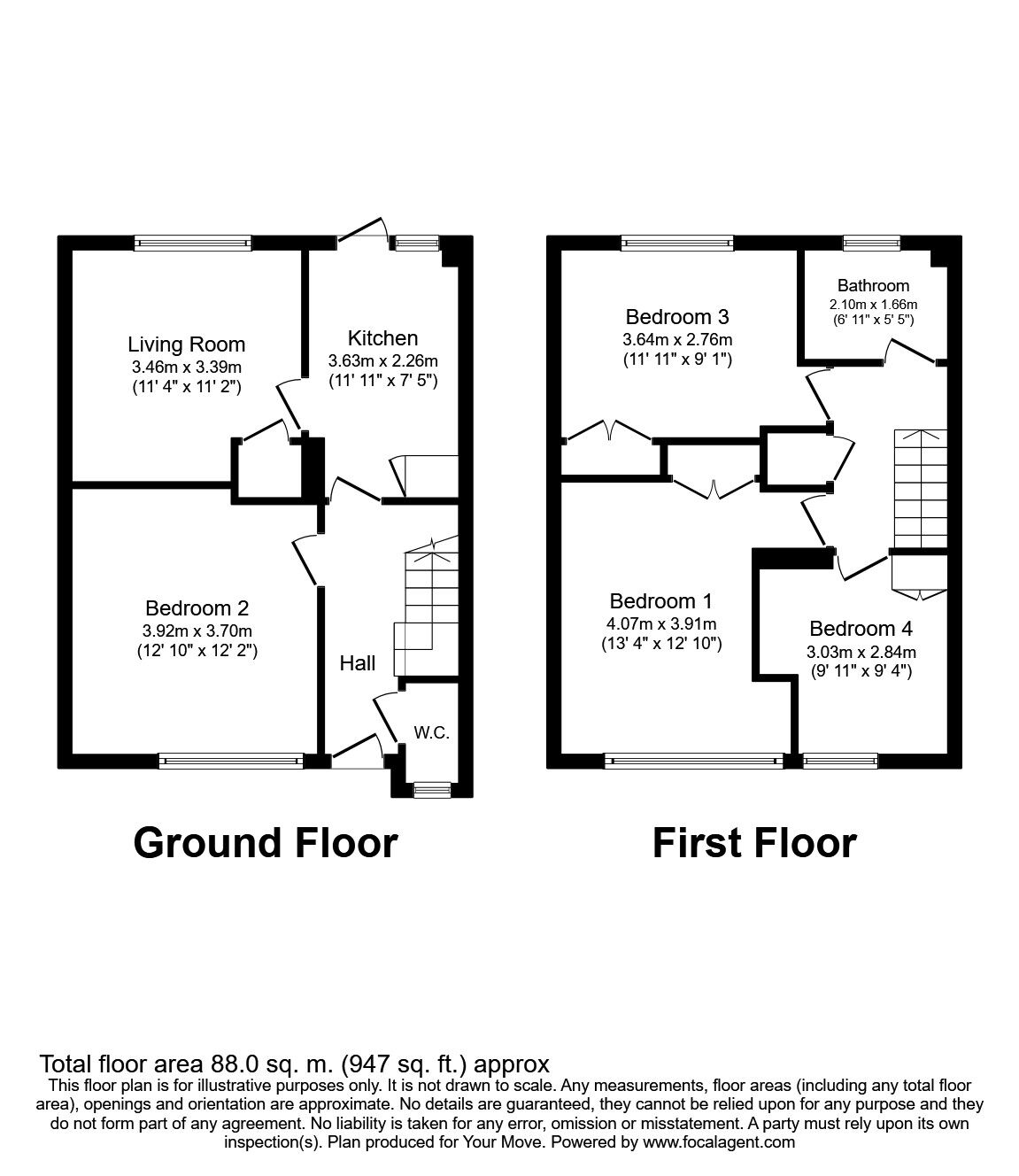 Floorplan of 4 bedroom Semi Detached House to rent, Cherrywood Avenue, Englefield Green, Surrey, TW20