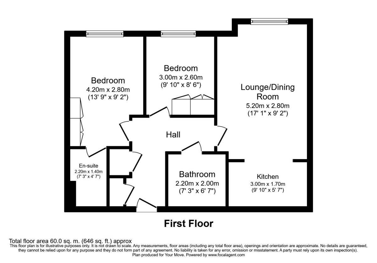 Floorplan of 2 bedroom  Flat to rent, Albany Court Albany Place, Egham, Surrey, TW20