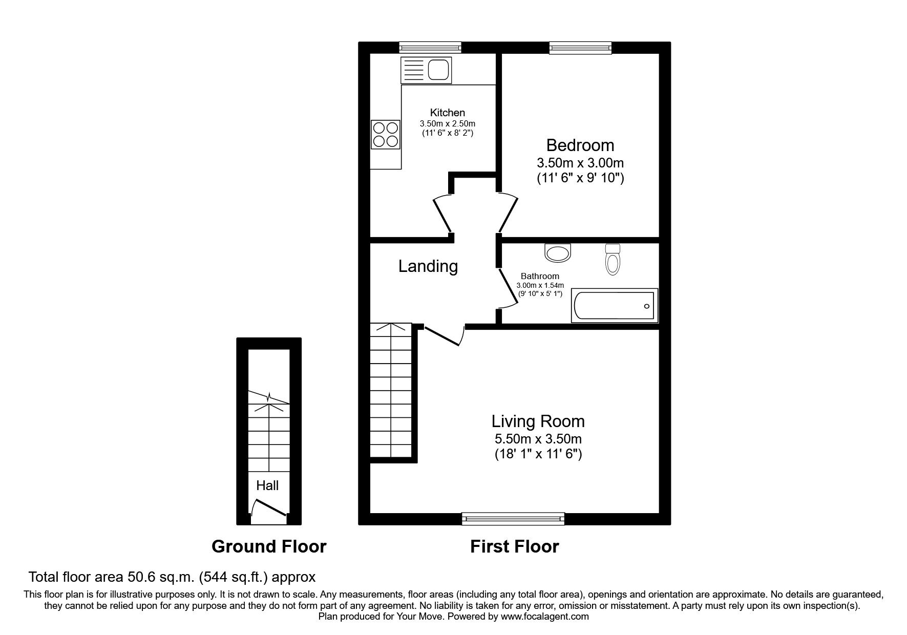 Floorplan of 1 bedroom Flat to rent, Westerham Close, Gillingham, Kent, ME8
