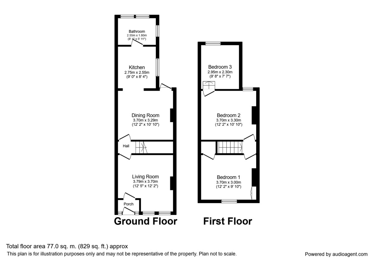 Floorplan of 3 bedroom Mid Terrace House to rent, Court Lodge Road, Gillingham, Kent, ME7
