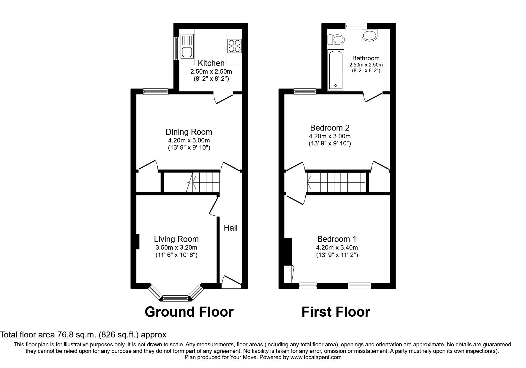 Floorplan of 2 bedroom Mid Terrace House to rent, Corporation Road, Gillingham, Kent, ME7