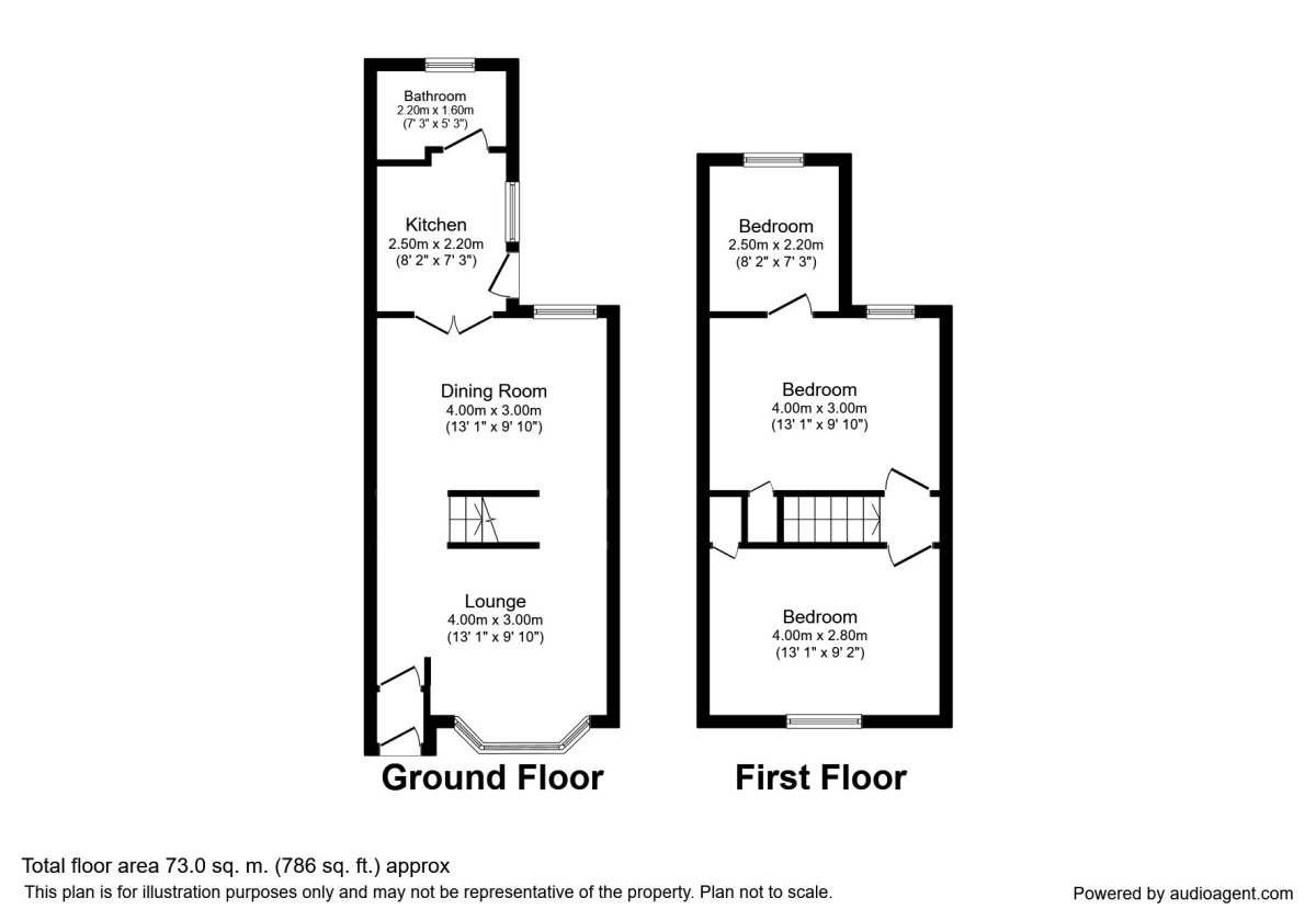 Floorplan of 3 bedroom Mid Terrace House to rent, Selbourne Road, Gillingham, Kent, ME7