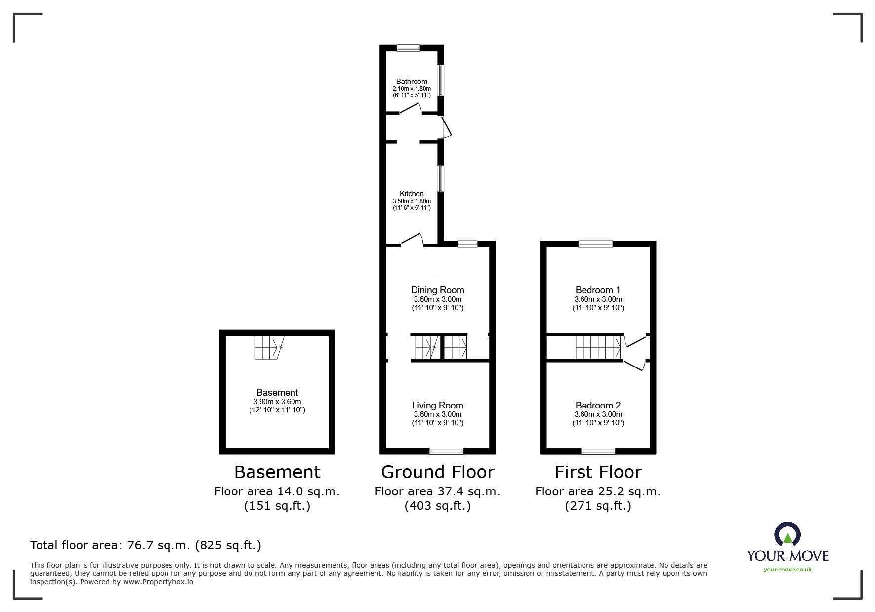 Floorplan of 2 bedroom Mid Terrace House to rent, Stafford Street, Gillingham, Kent, ME7