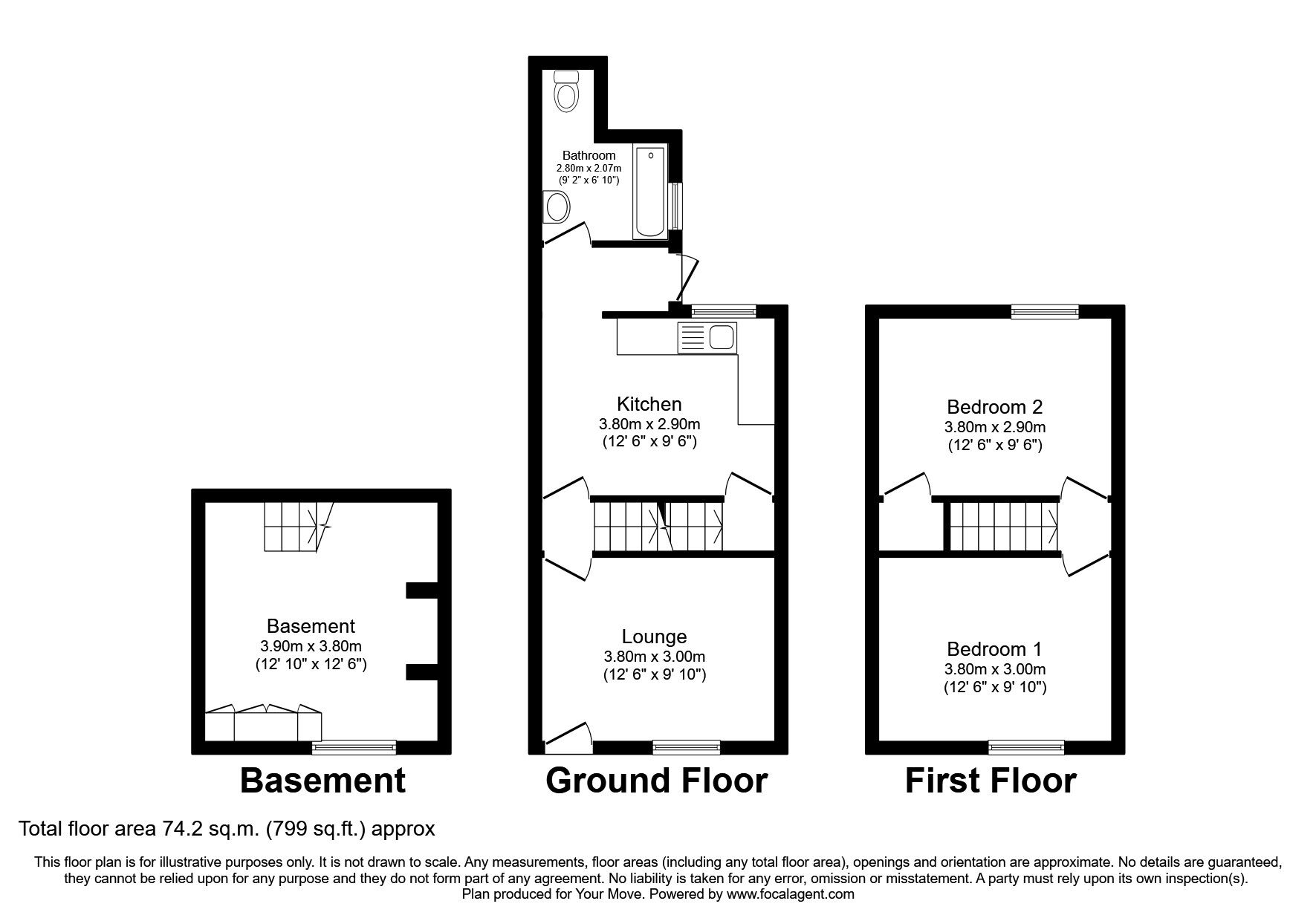 Floorplan of 2 bedroom Mid Terrace House to rent, Gillingham Road, Gillingham, Kent, ME7