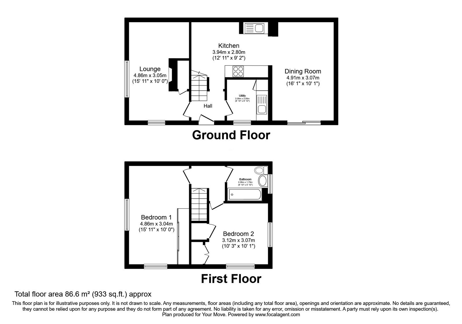 Floorplan of 2 bedroom Semi Detached House for sale, Kingsnorth Road, Gillingham, Kent, ME8