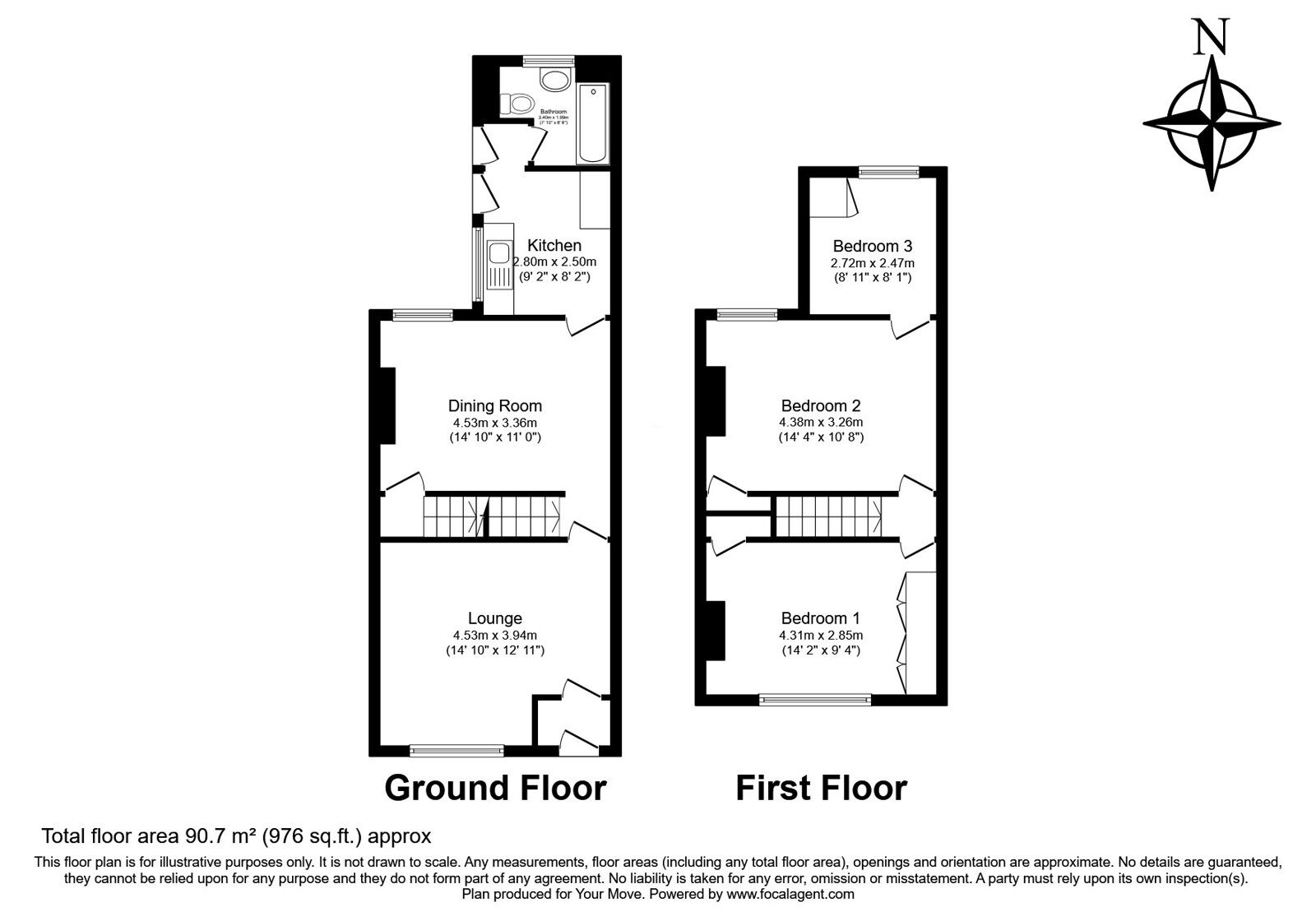 Floorplan of 3 bedroom Semi Detached House for sale, Ingram Road, Gillingham, Kent, ME7