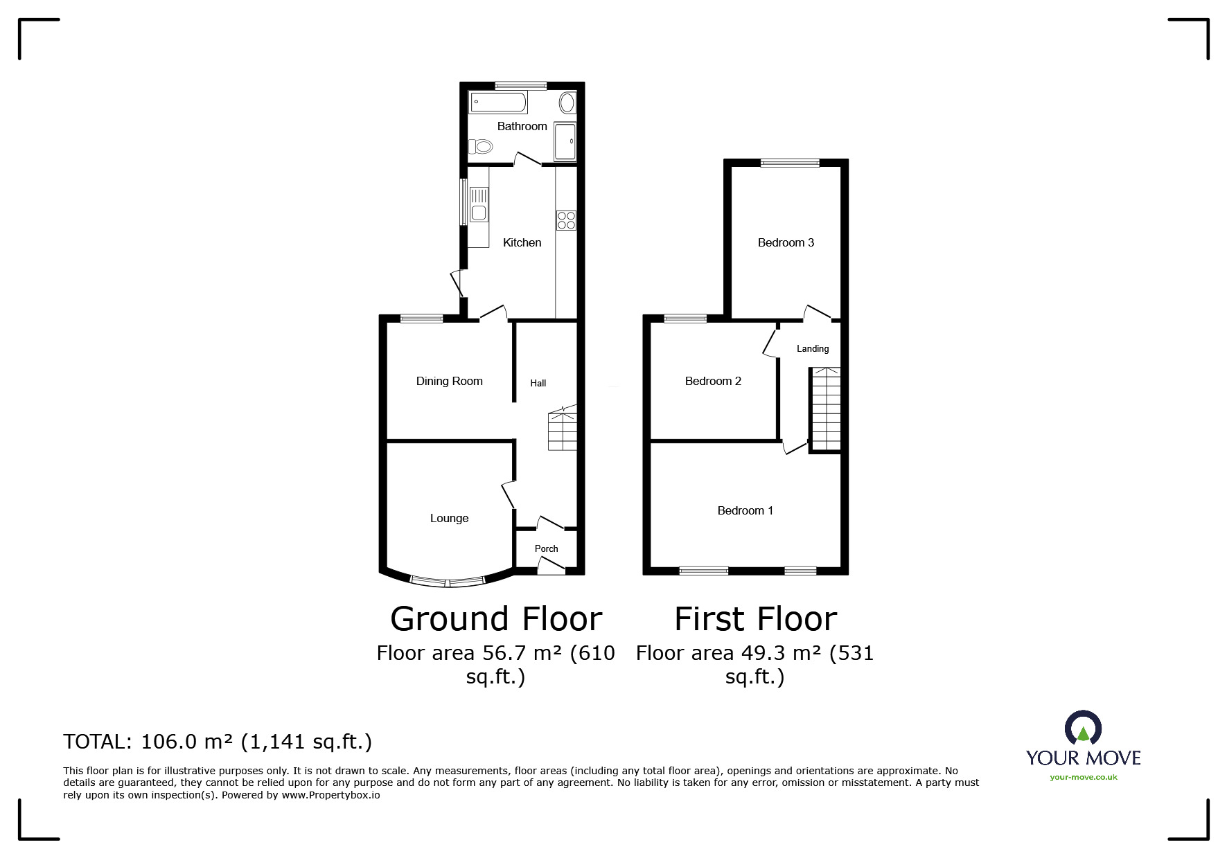 Floorplan of 3 bedroom Mid Terrace House to rent, Byron Road, Gillingham, Kent, ME7