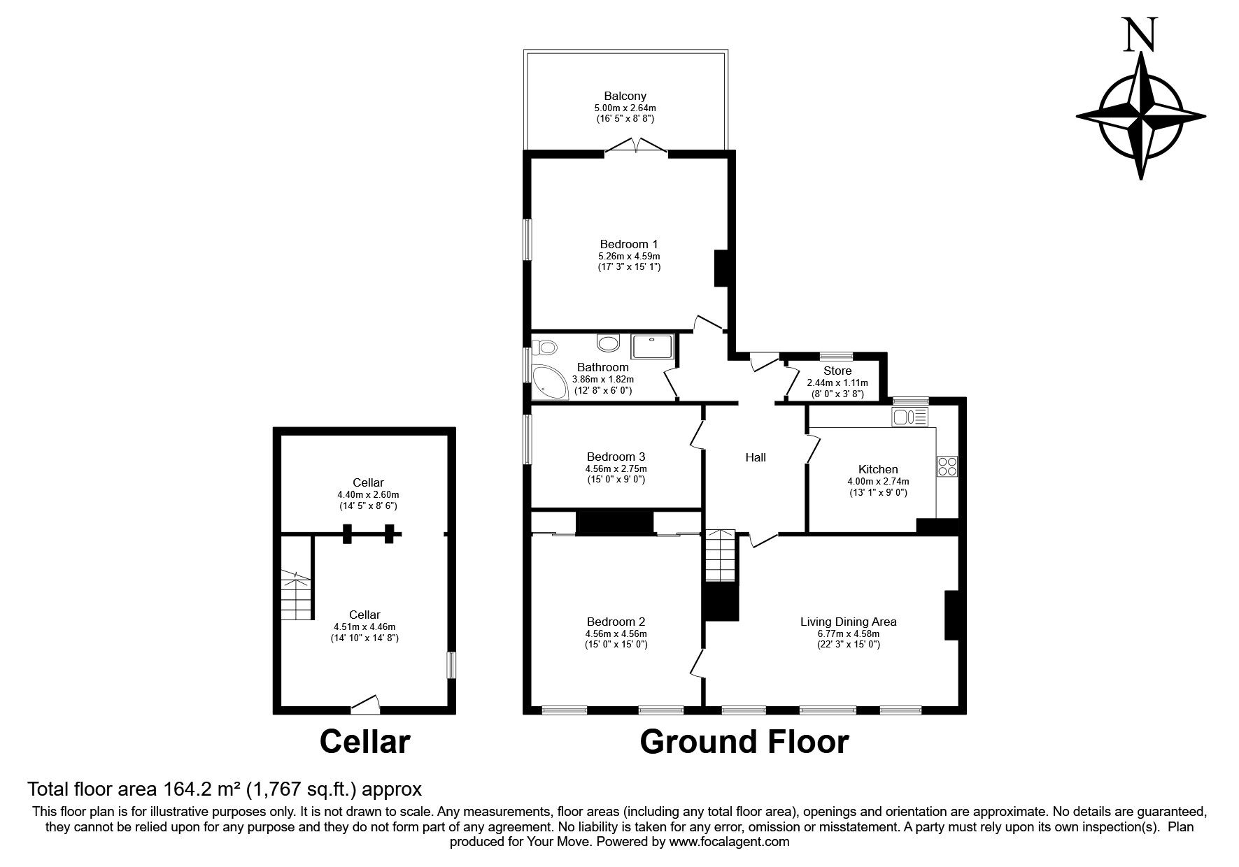 Floorplan of 3 bedroom Flat for sale, Garden Street, Gillingham, Kent, ME7