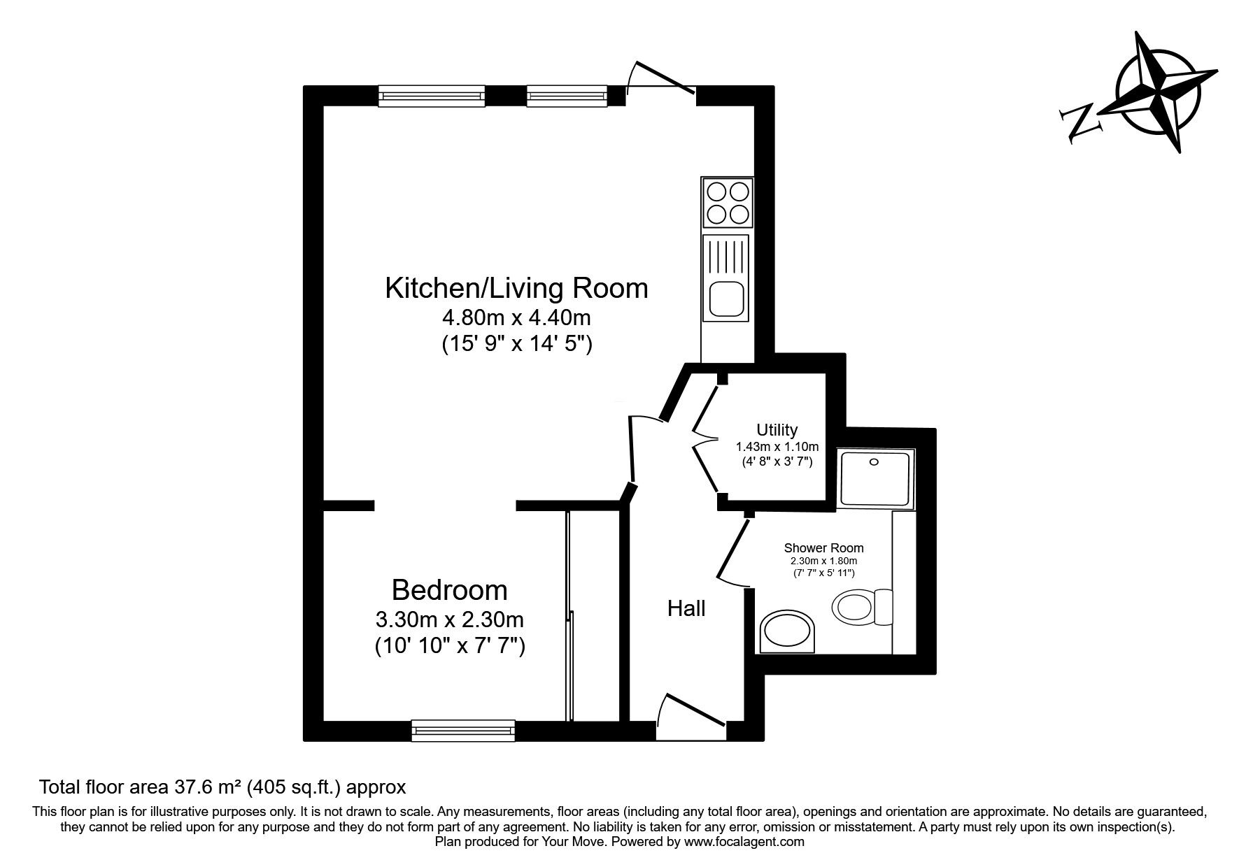 Floorplan of 1 bedroom  Flat for sale, Ocean Drive, Gillingham, Kent, ME7