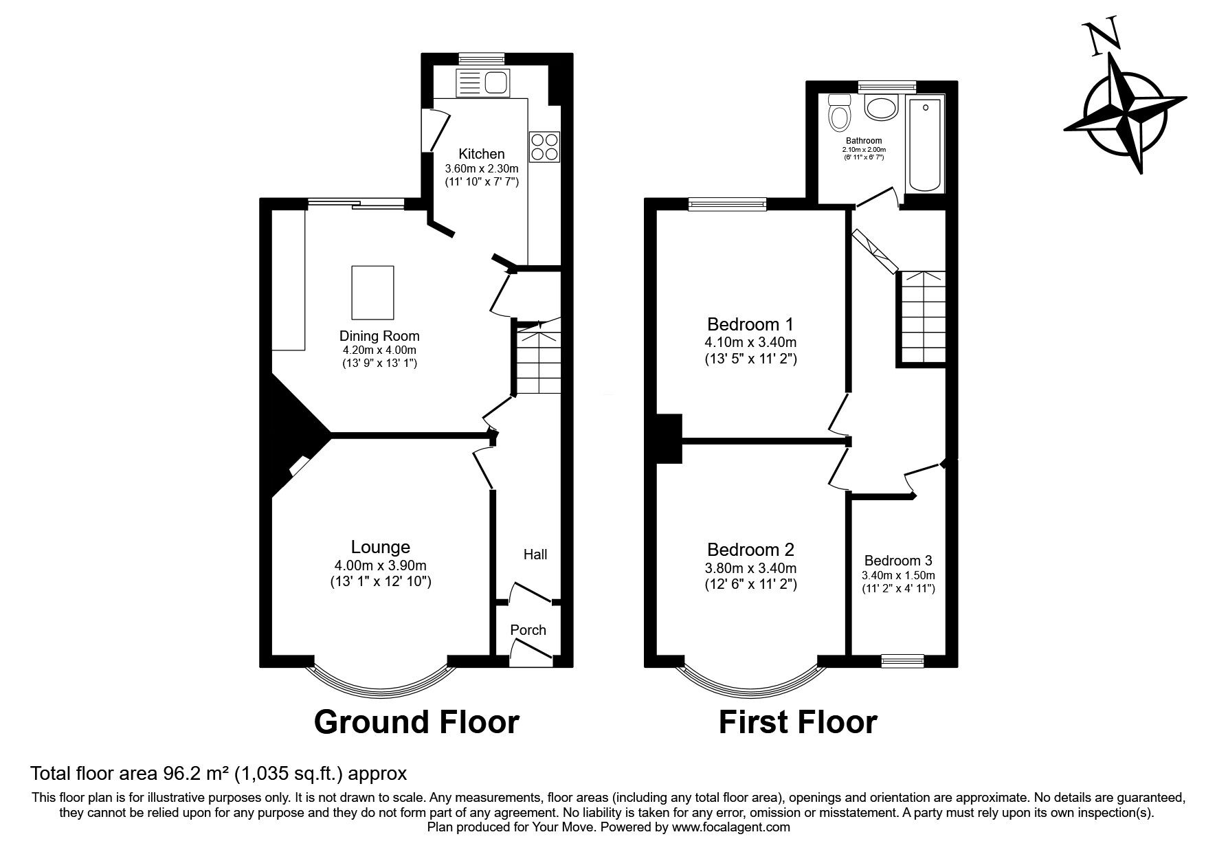 Floorplan of 3 bedroom Mid Terrace House for sale, Beaconsfield Avenue, Gillingham, Kent, ME7