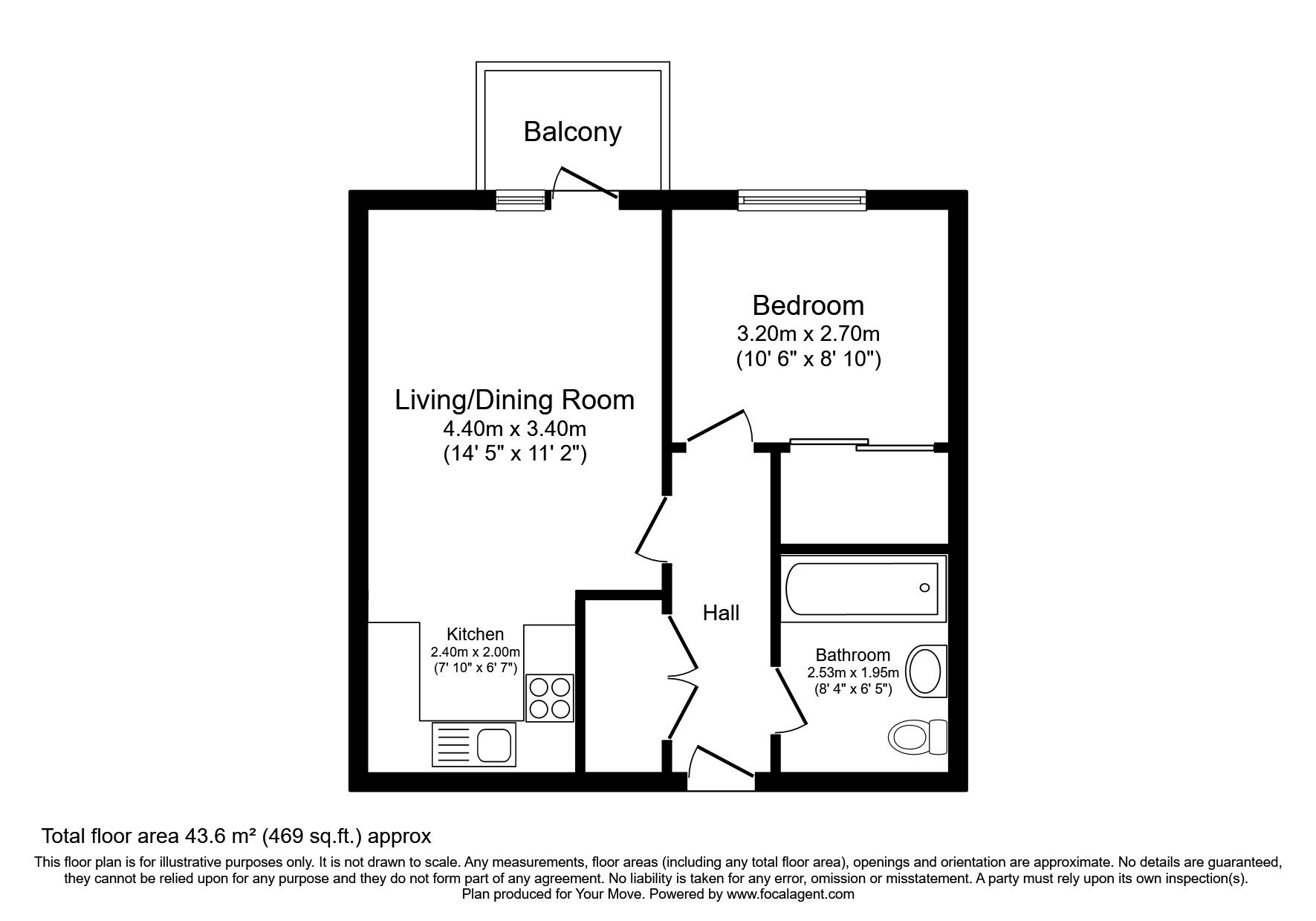 Floorplan of 1 bedroom  Flat for sale, Pegasus Way, Gillingham, Kent, ME7