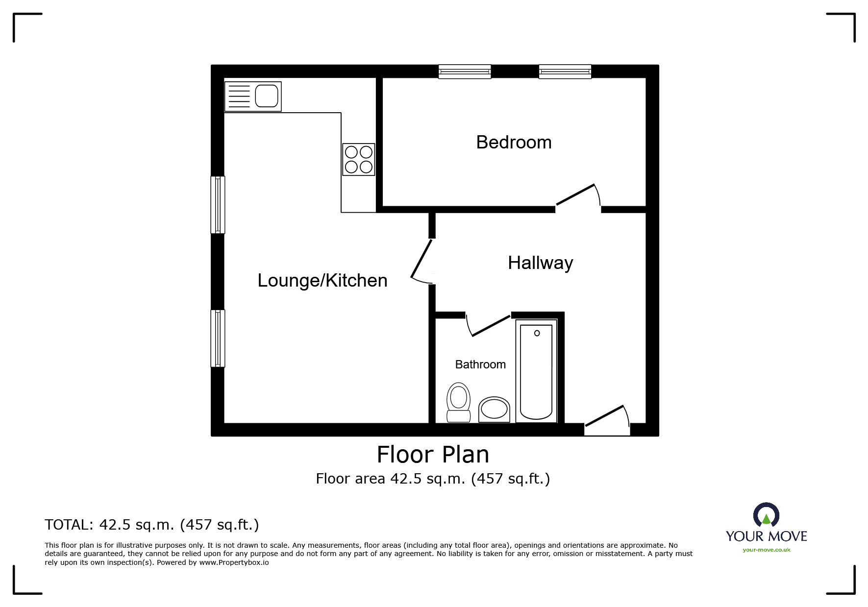 Floorplan of 1 bedroom Flat to rent, Trafalgar Street, Gillingham, Kent, ME7