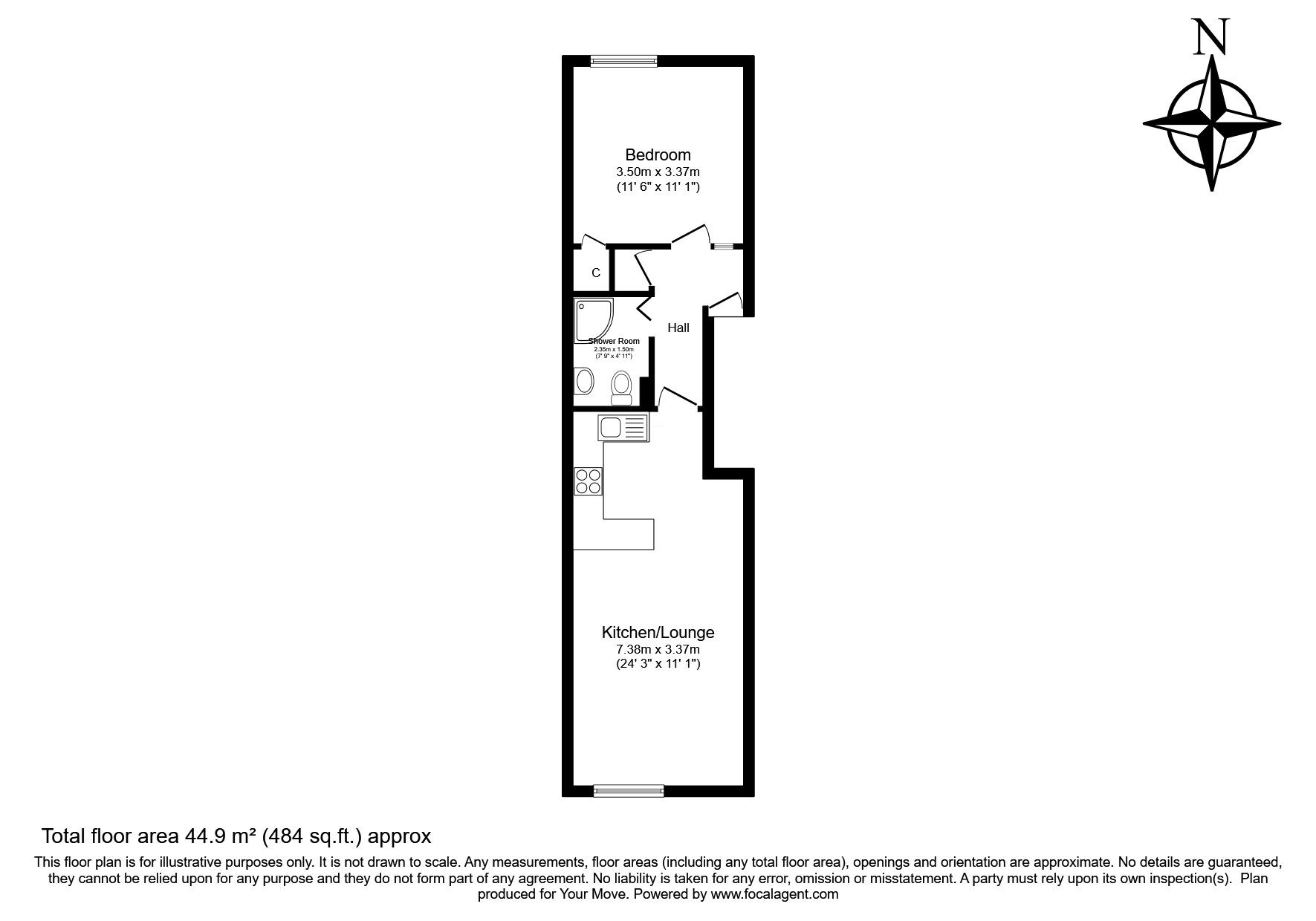 Floorplan of 1 bedroom  Flat for sale, Marlborough Road, Gillingham, Kent, ME7