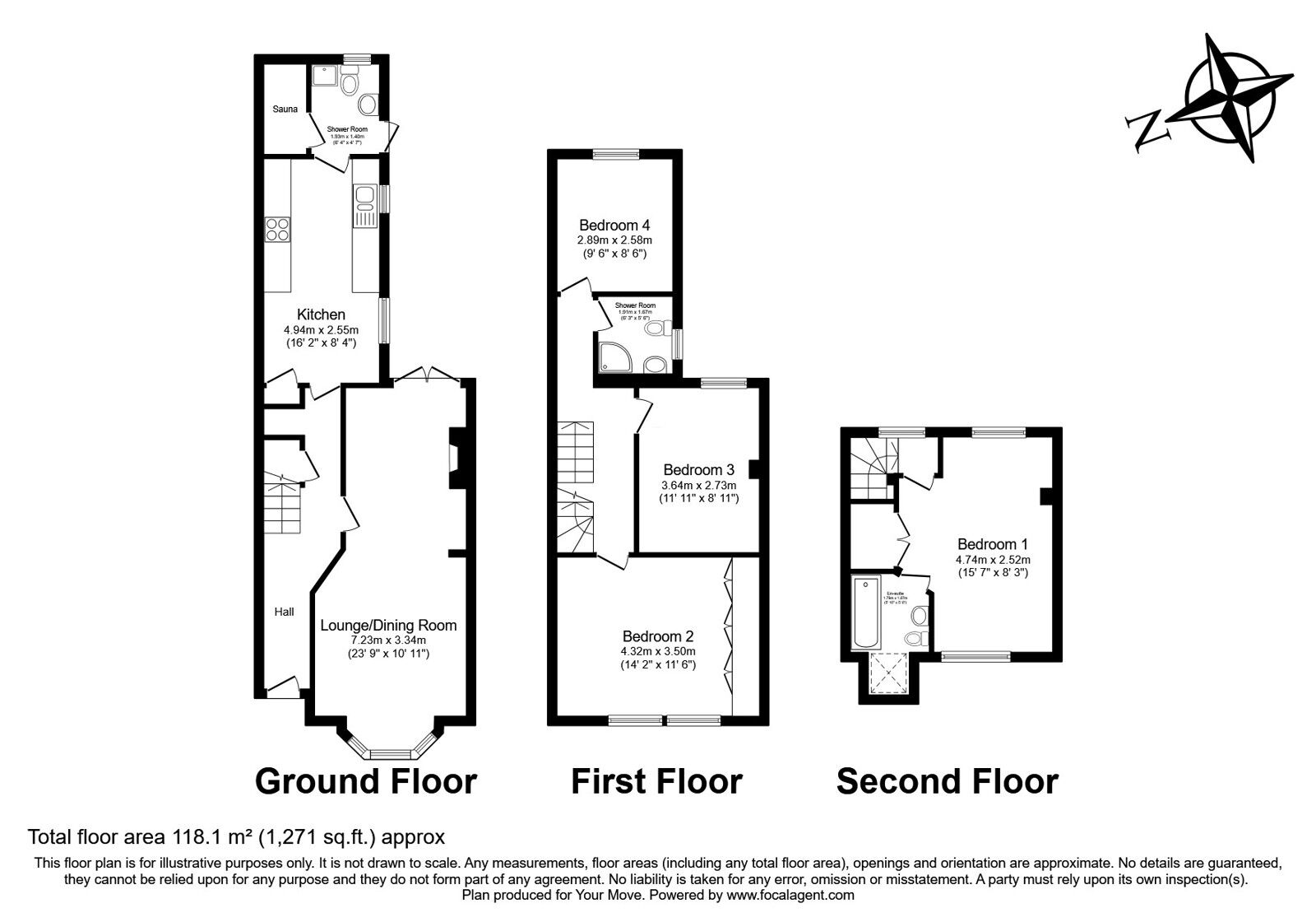 Floorplan of 4 bedroom Mid Terrace House for sale, Toronto Road, Gillingham, Kent, ME7