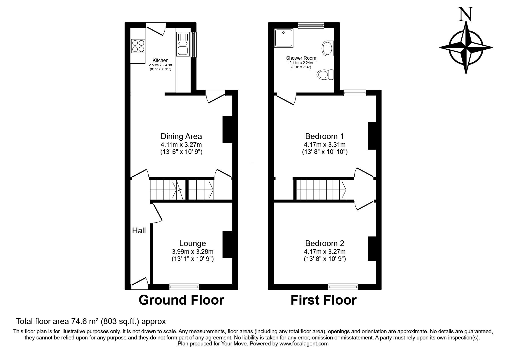 Floorplan of 2 bedroom Mid Terrace House for sale, Shakespeare Road, Gillingham, Kent, ME7