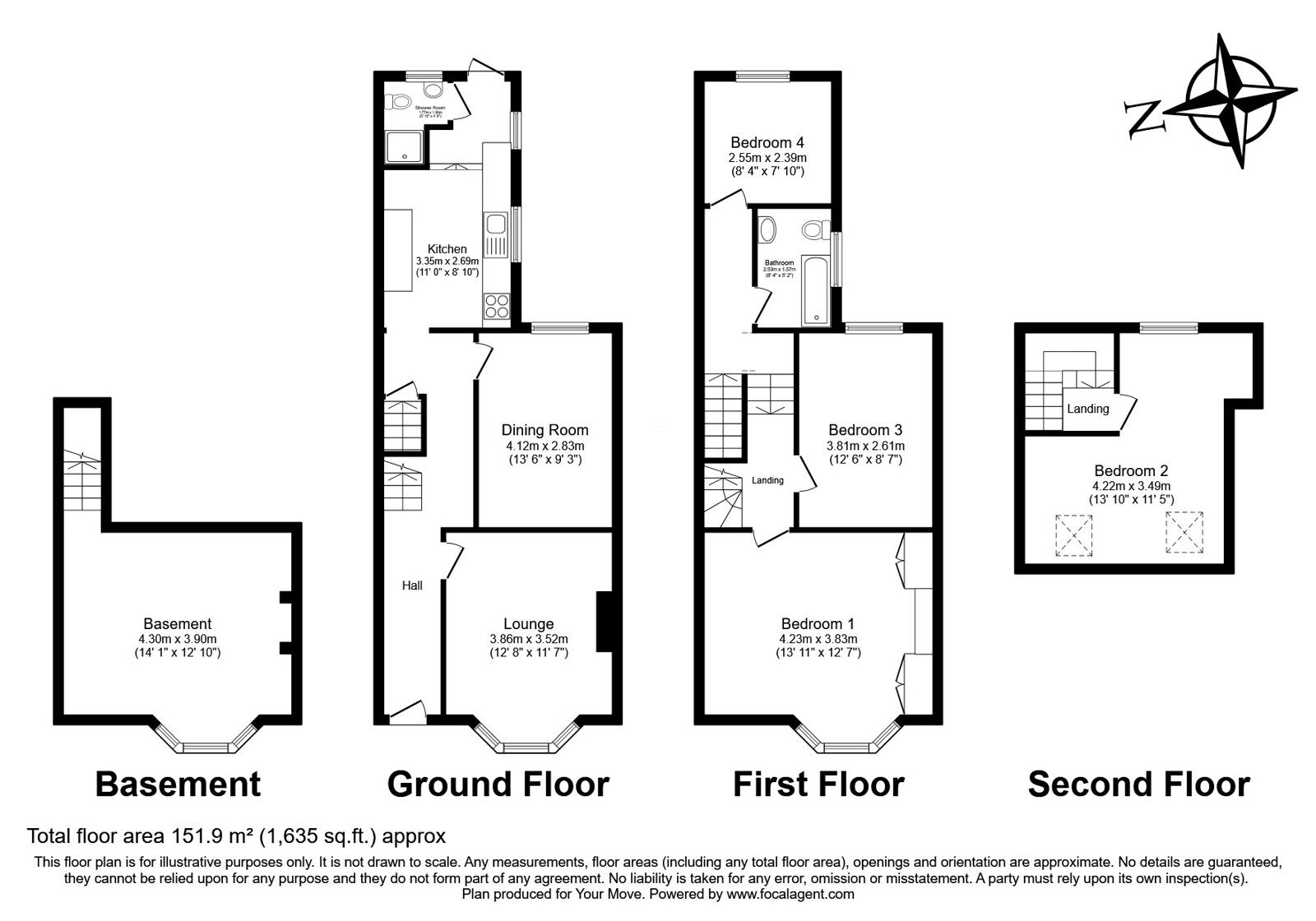 Floorplan of 4 bedroom  House for sale, Marlborough Road, Gillingham, Kent, ME7