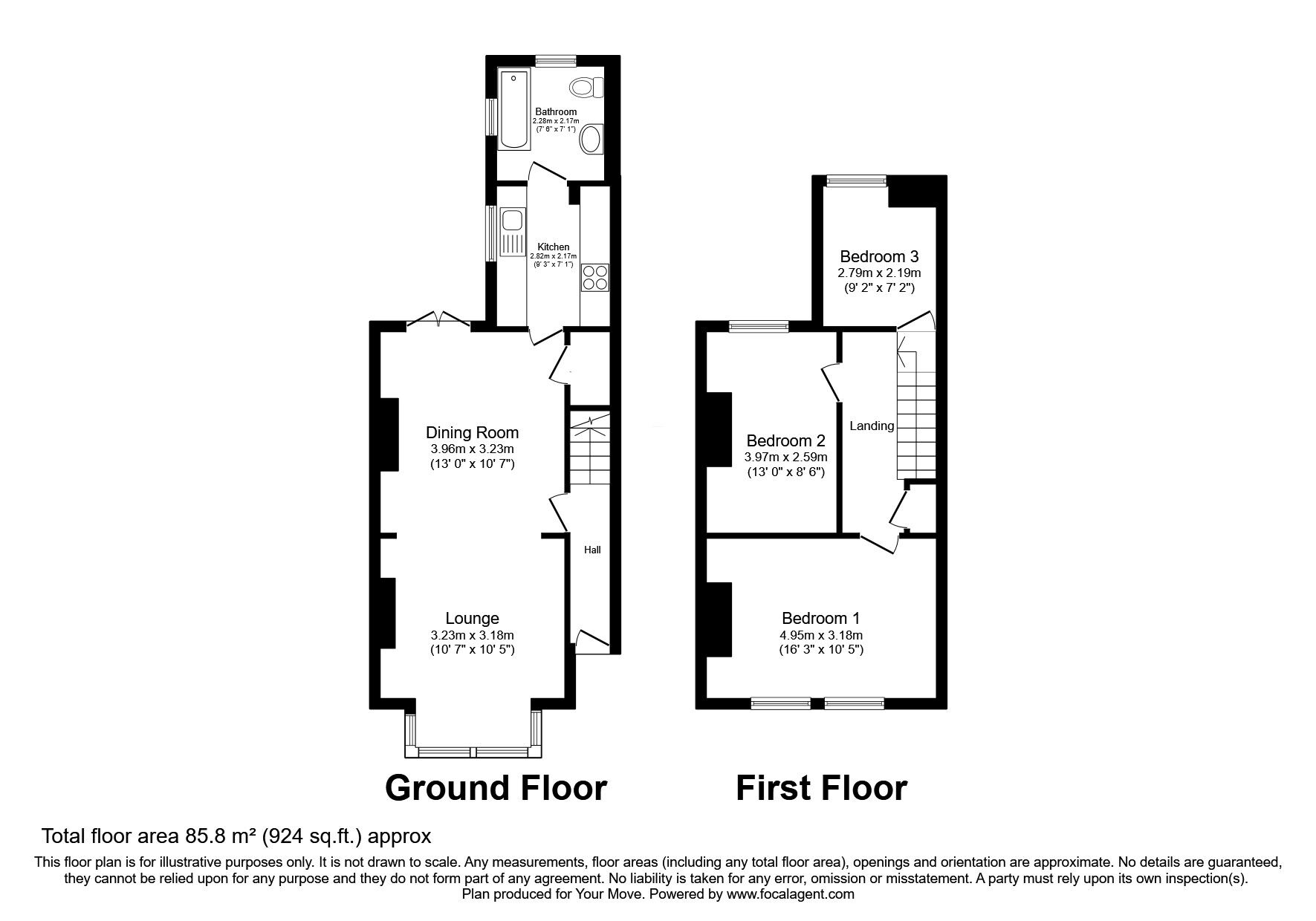 Floorplan of 3 bedroom Mid Terrace House for sale, Windsor Road, Gillingham, Kent, ME7