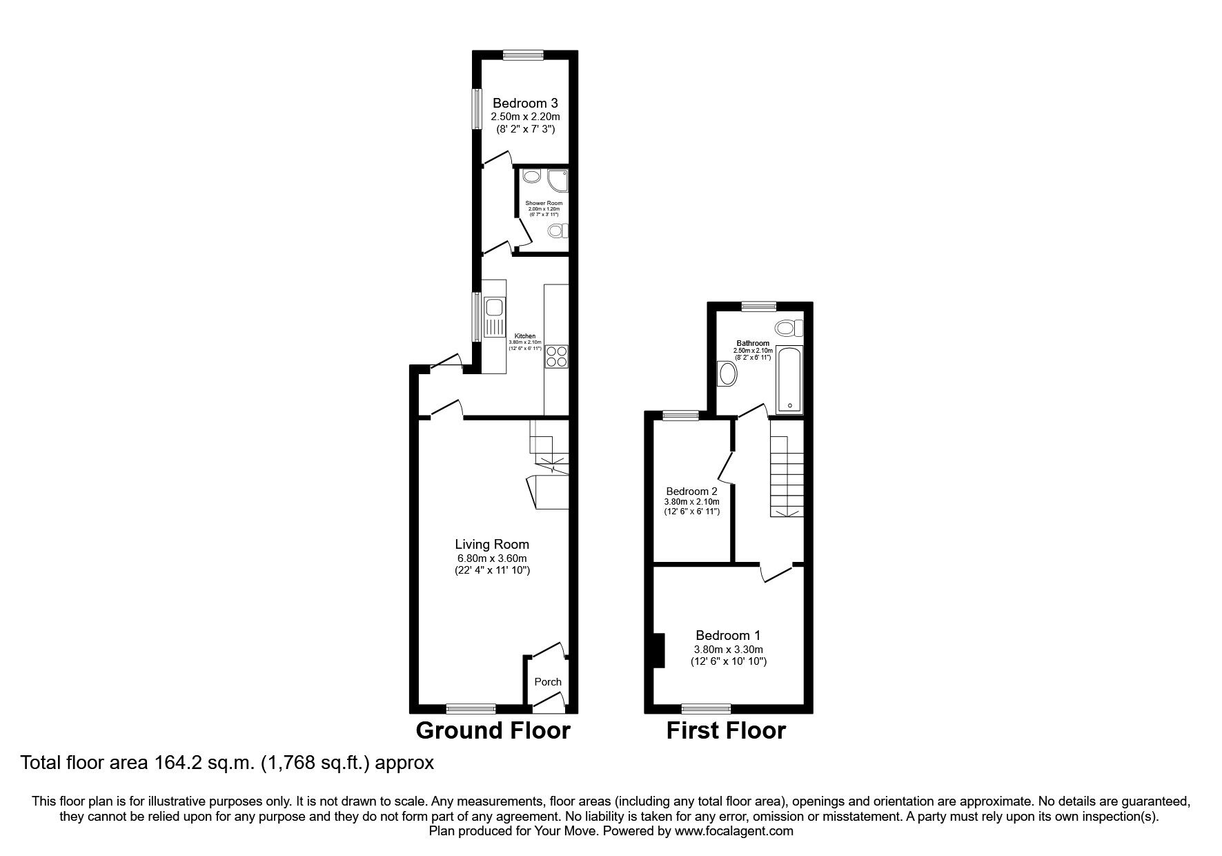 Floorplan of 3 bedroom Mid Terrace House to rent, Gillingham Road, Gillingham, Kent, ME7